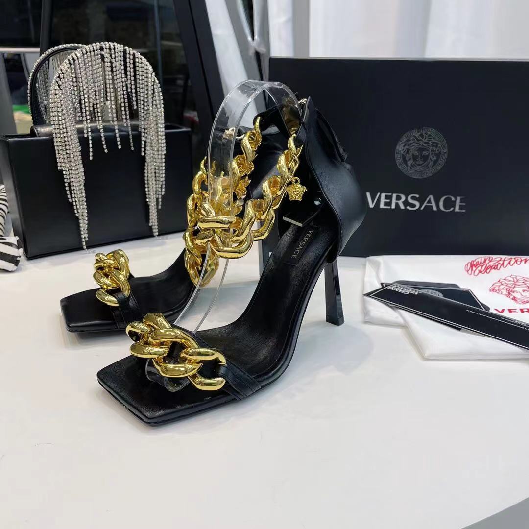 Versace Medusa Chain Nappa Leather Sandals (9.5cm) - EUR FASHION