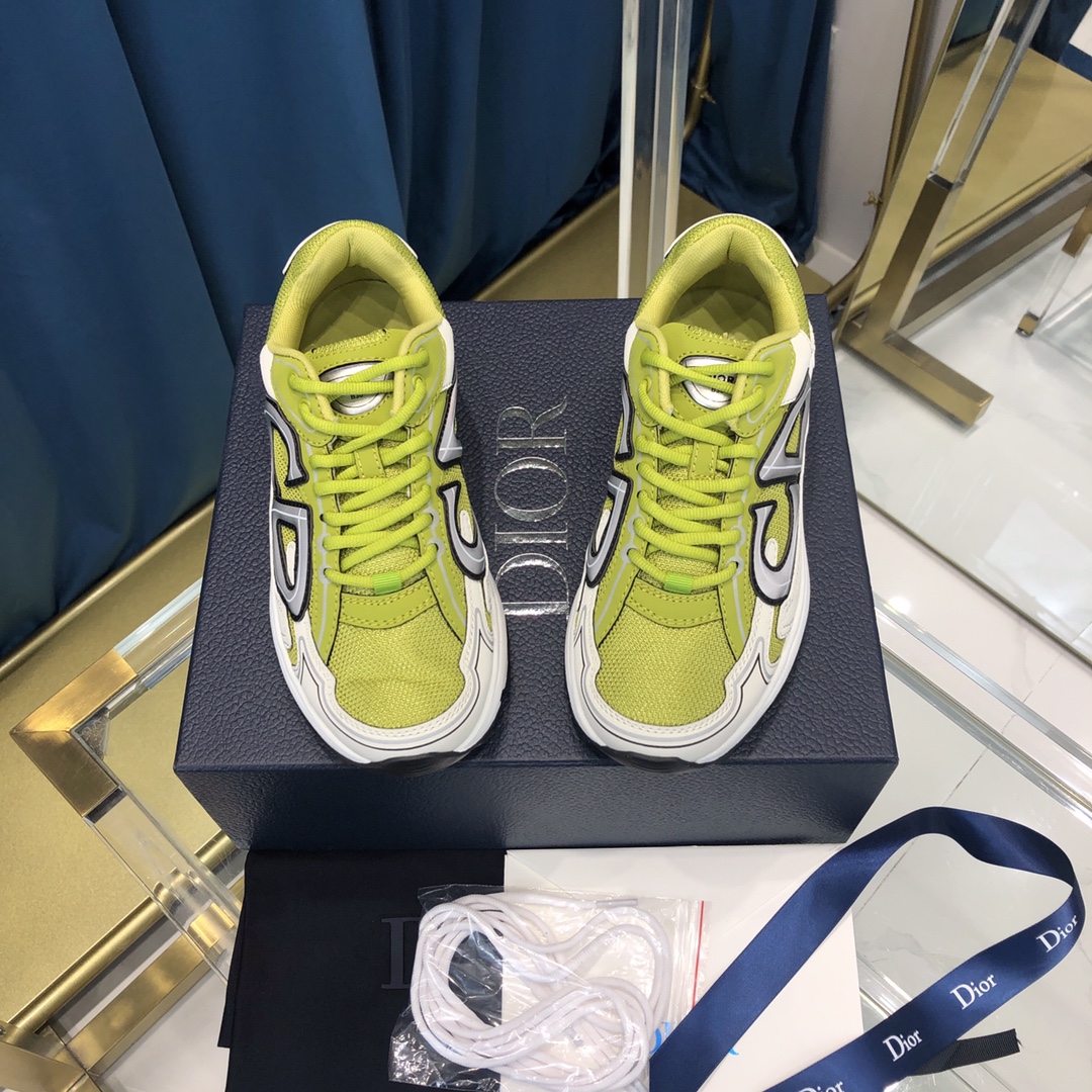 Dior B30 Sneaker Yellow Mesh And White Technical Fabric - EUR FASHION