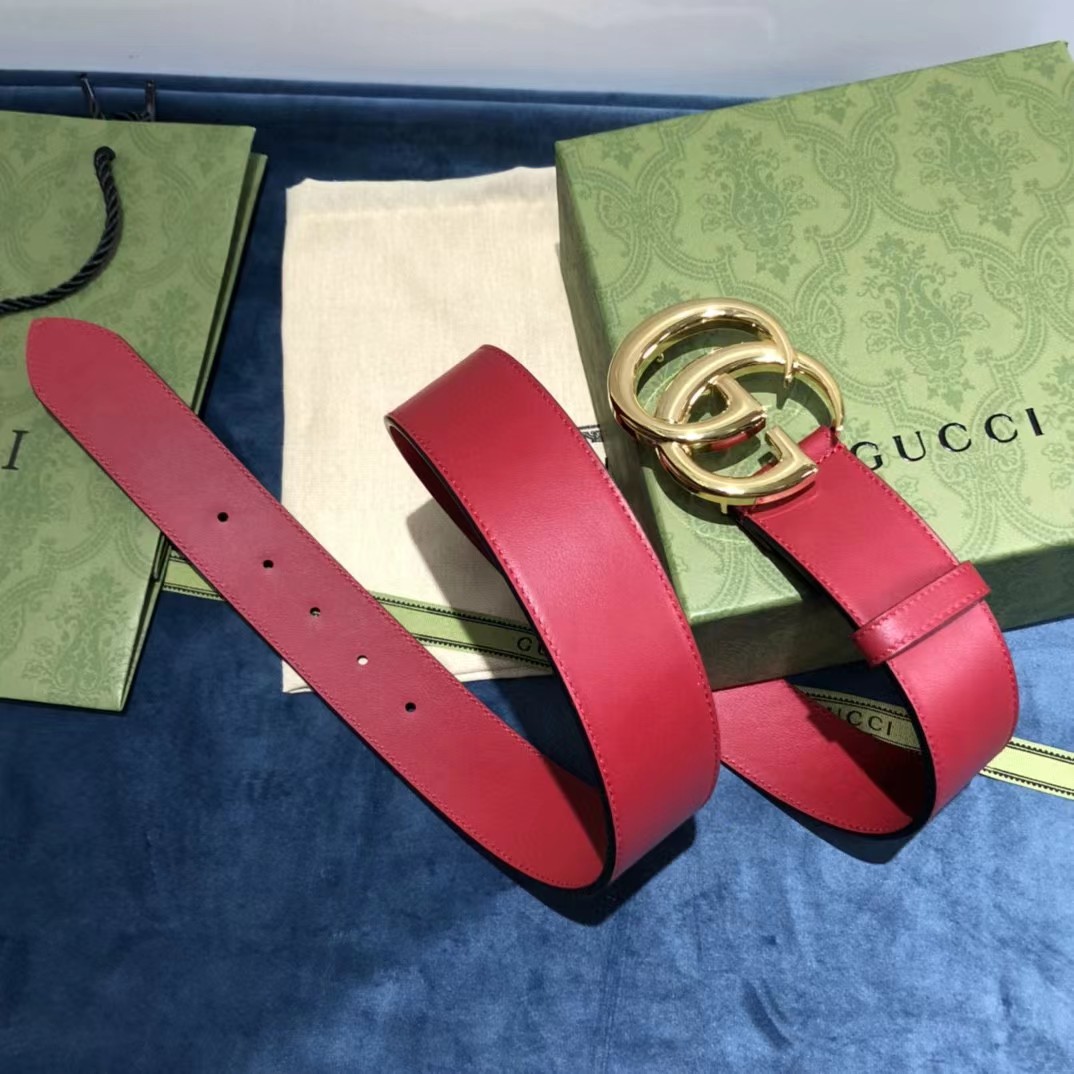 Gucci Red Belt With Double G Buckle - EUR FASHION