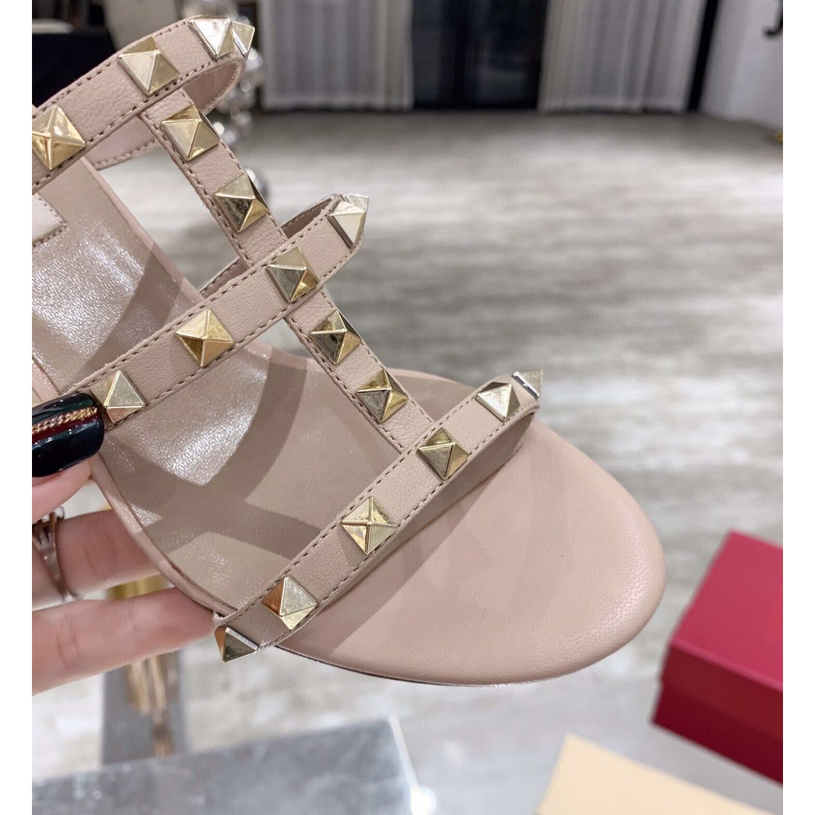 Saint Laurent Rockstud Caged 60mm Slide Sandals - EUR FASHION