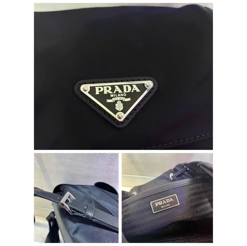 Prada Logo Plaque Backpack(23.5-28-12cm) - EUR FASHION