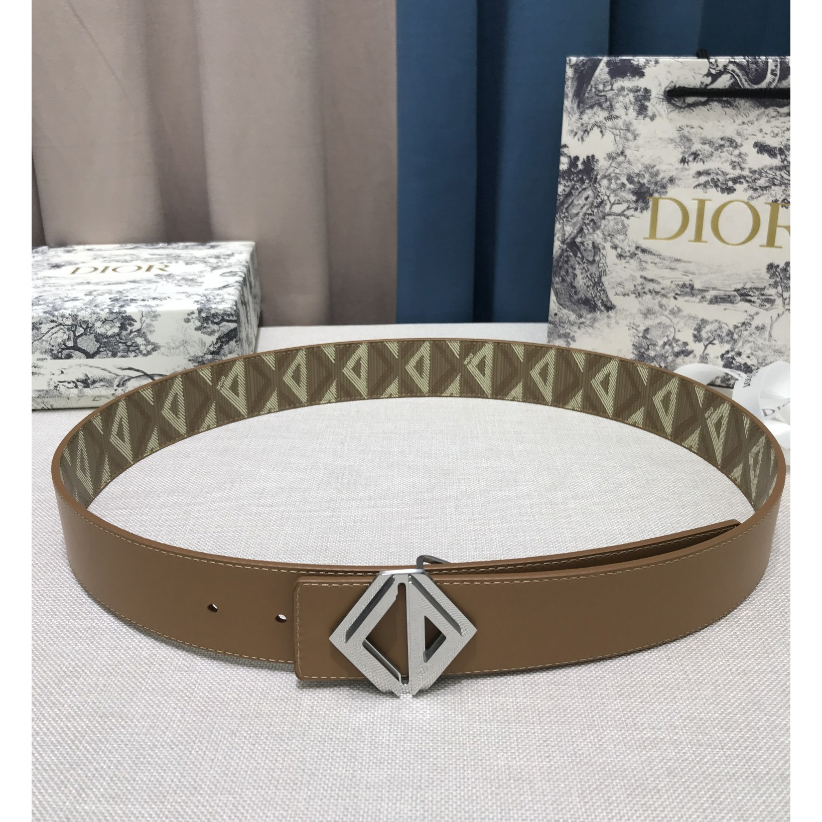 Dior CD Diamond Print  40mm Reversible Belt  - EUR FASHION