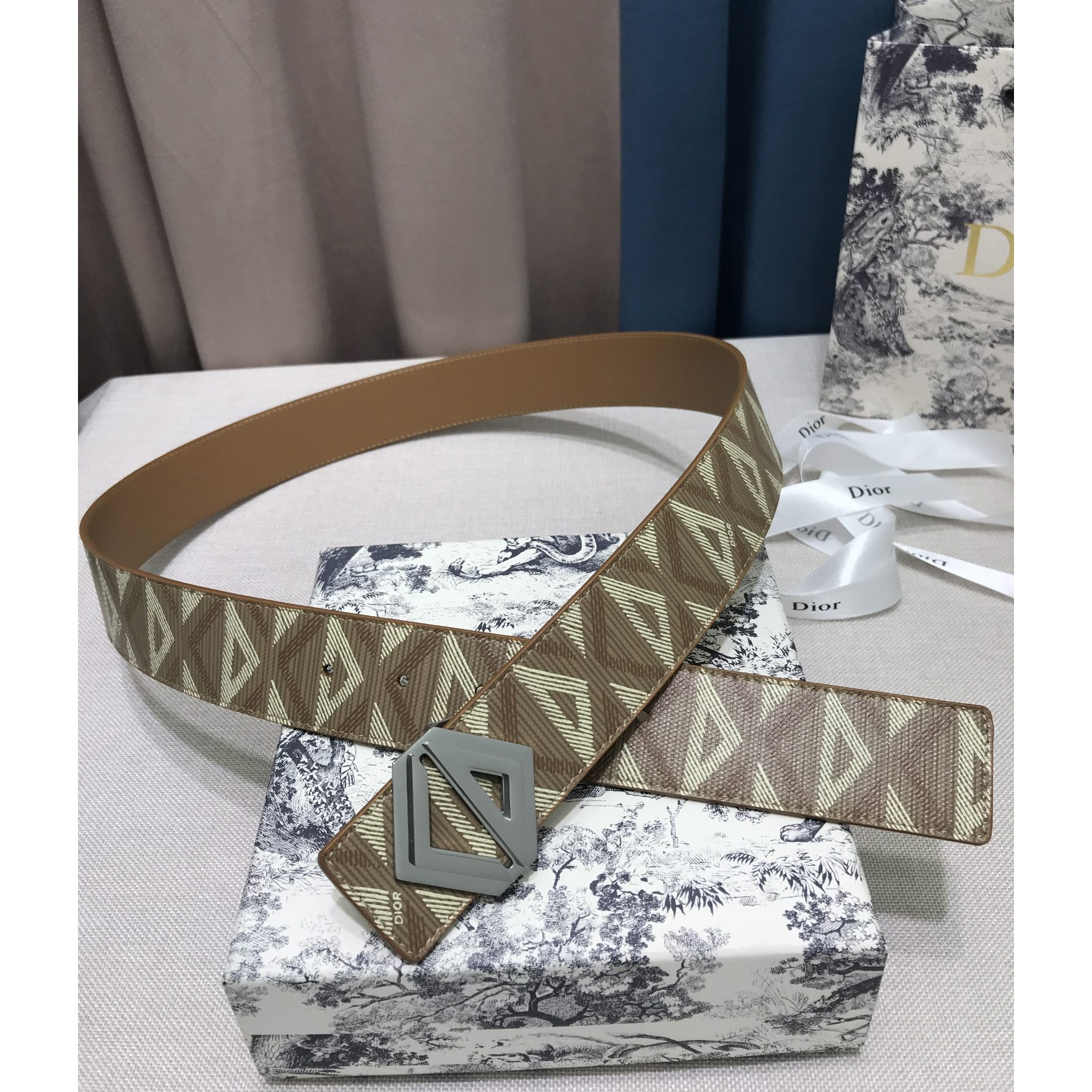 Dior CD Diamond Print  40mm Reversible Belt  - EUR FASHION