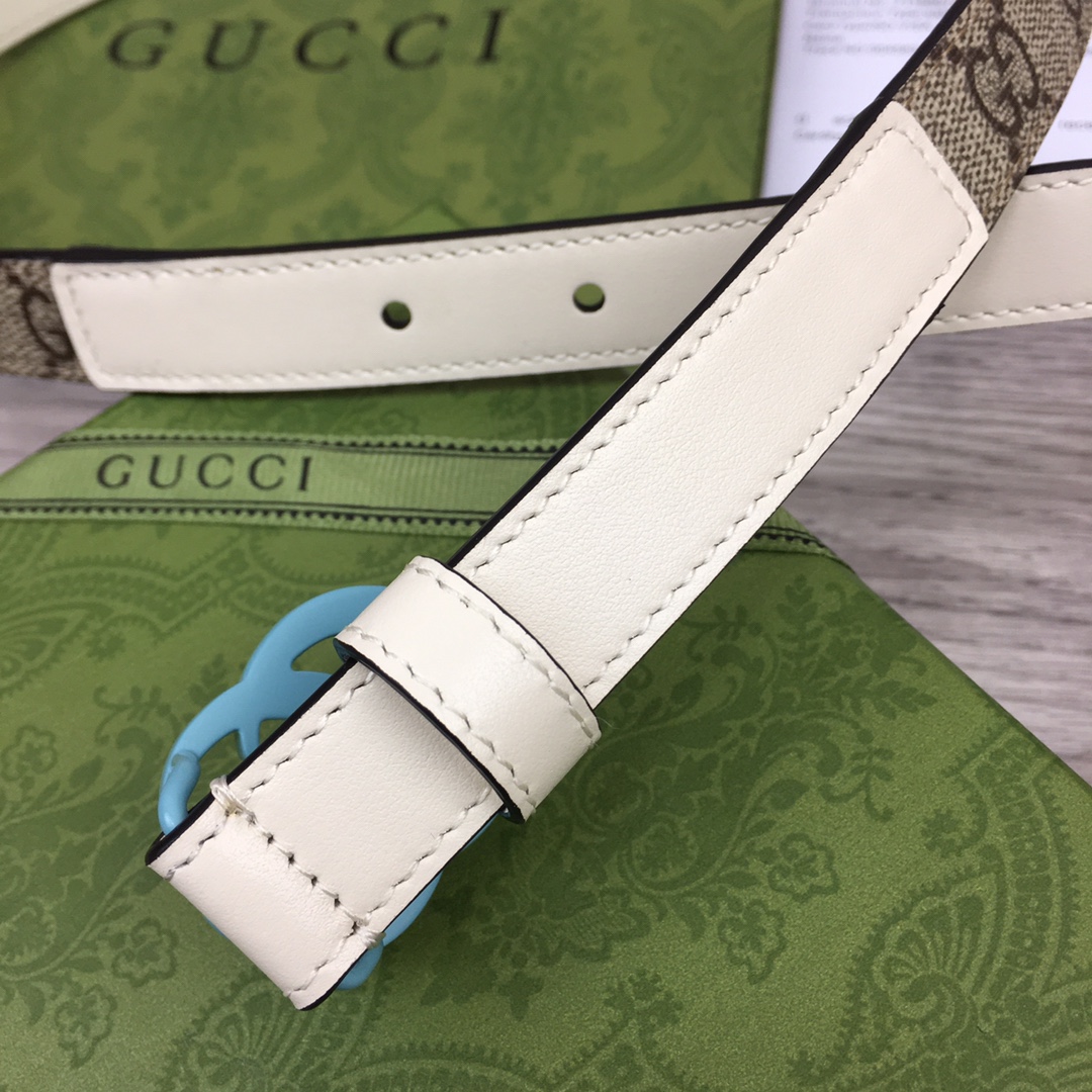 Gucci  Leather Belt With Double G Buckle  (2cm) - EUR FASHION