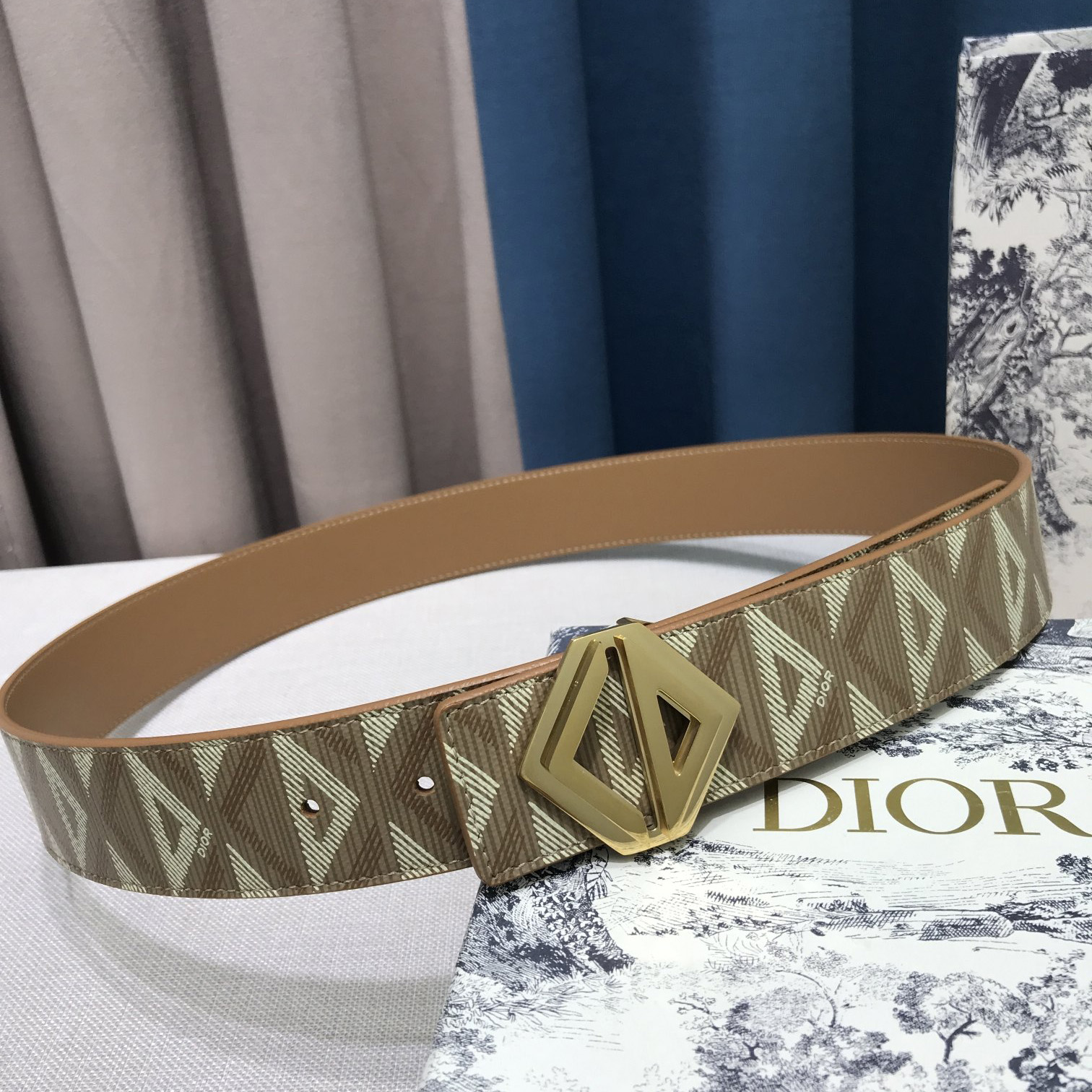 Dior CD Diamond Print  35mm Reversible Belt  - EUR FASHION