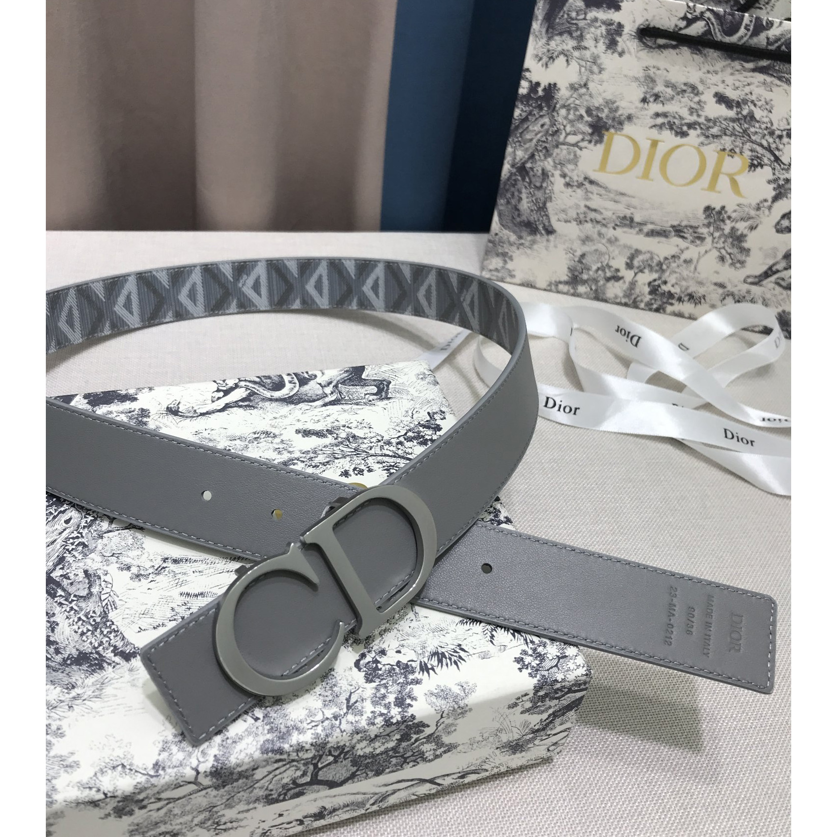 Dior CD Diamond Print  40mm Reversible Belt  - EUR FASHION