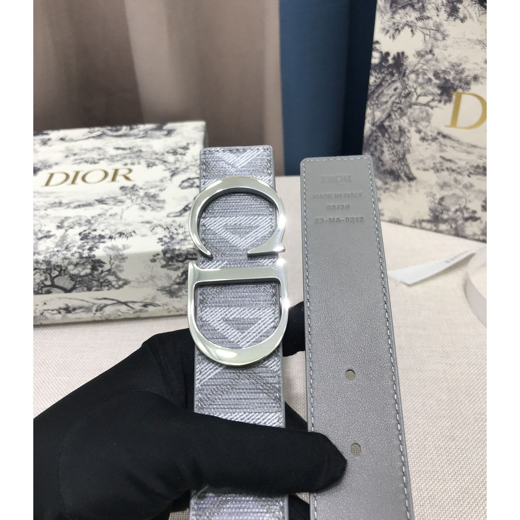 Dior CD Diamond Print  40mm Reversible Belt  - EUR FASHION