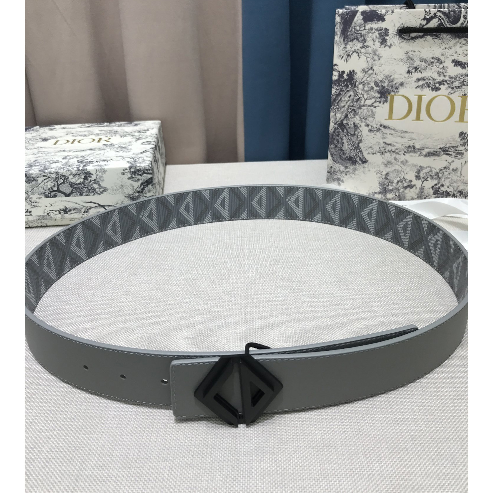 Dior CD Diamond Print  40mm Reversible Belt  - EUR FASHION