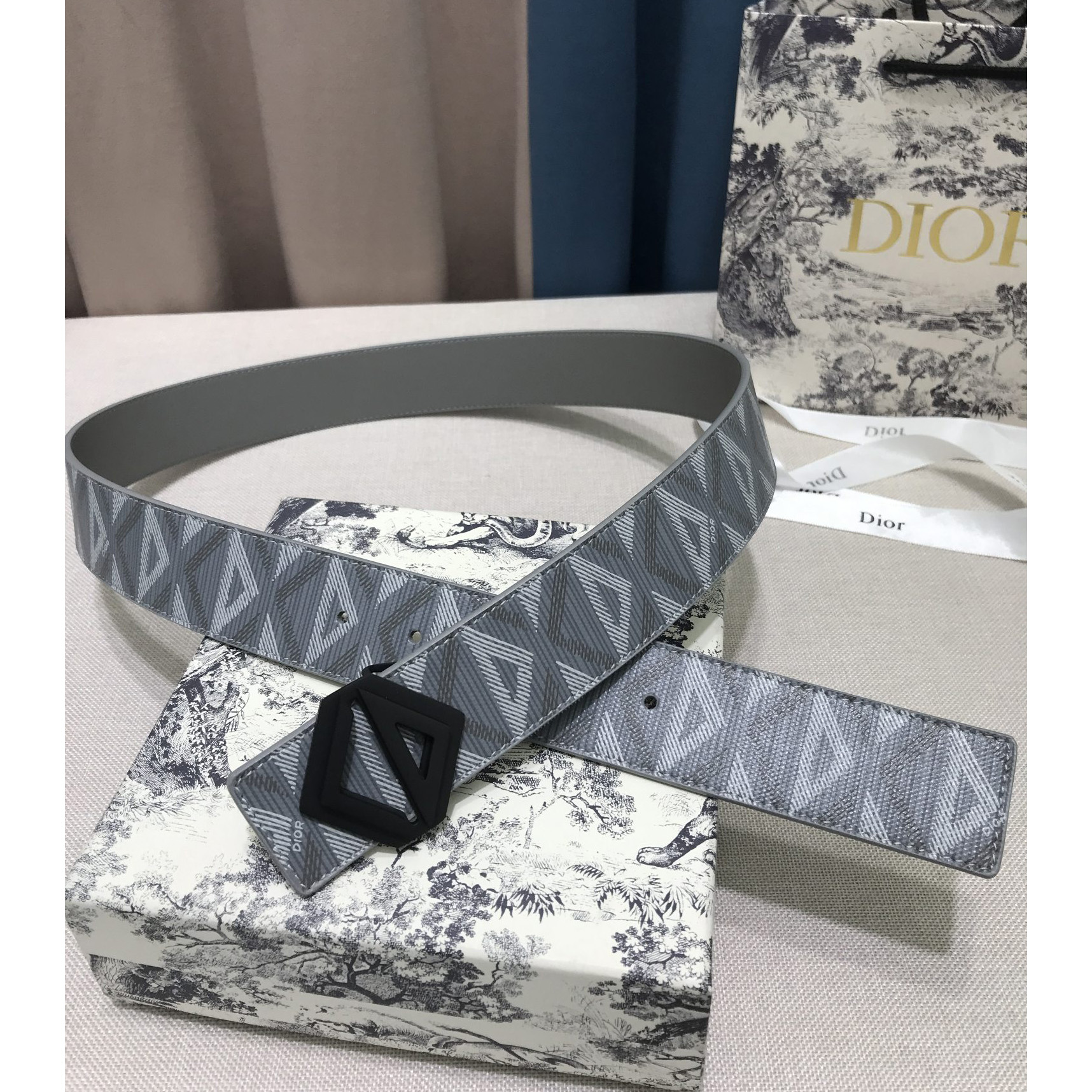 Dior CD Diamond Print  40mm Reversible Belt  - EUR FASHION