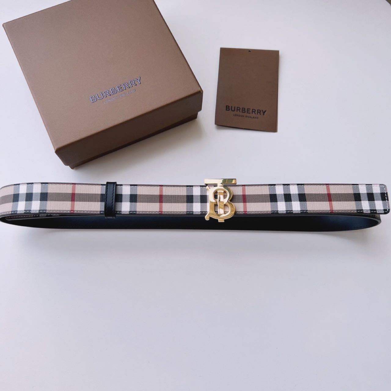 Burberry TB Monogram Vintage Check Belt - EUR FASHION