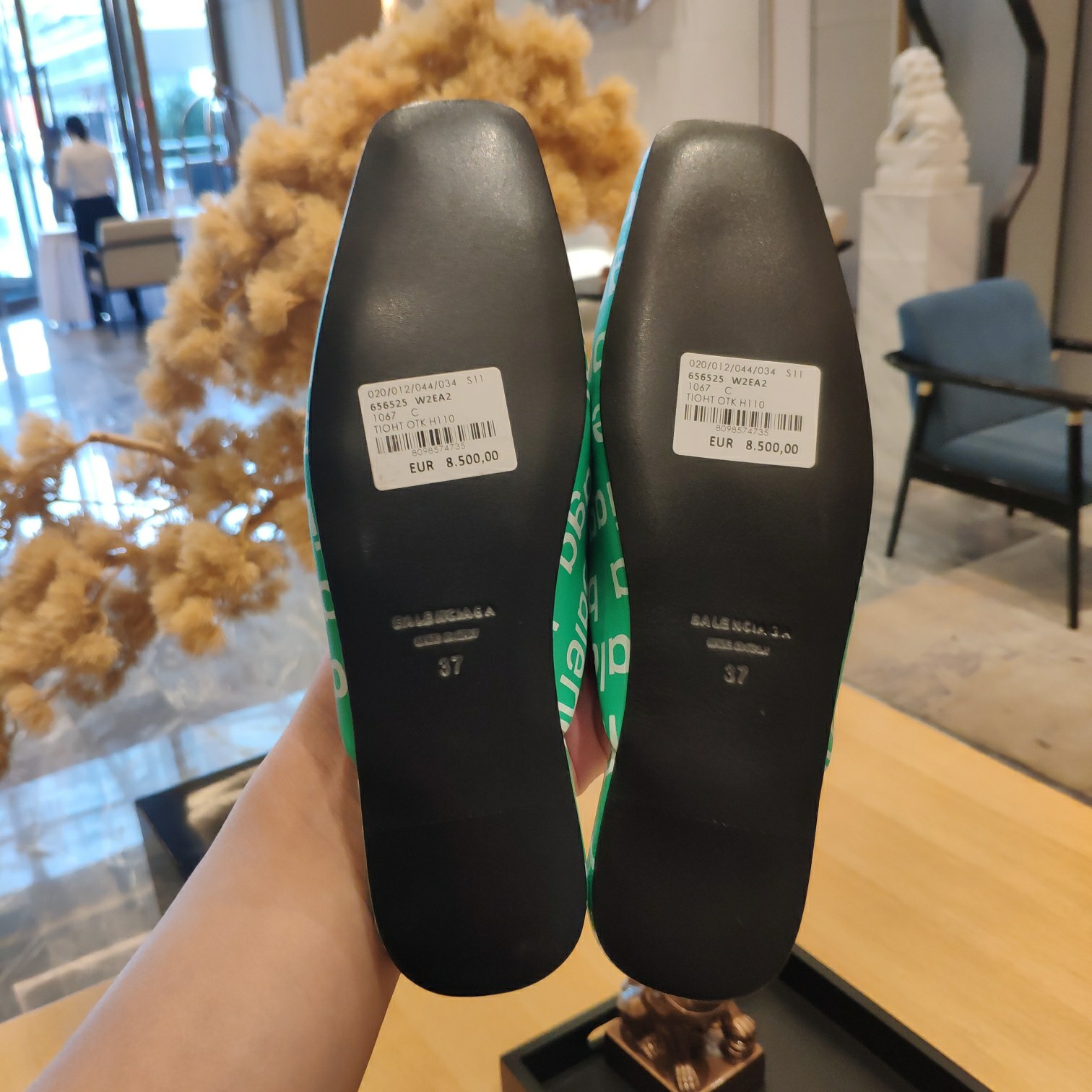 Balenciaga Logo  Leather Backless Loafers - EUR FASHION