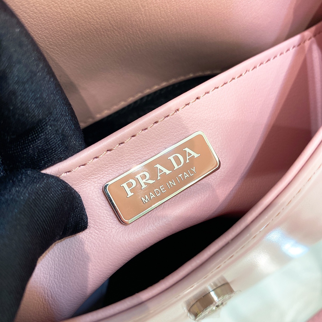 Prada Cleo Brushed Leather Shoulder Bag In Pink(24-19-6cm)   1BD303 - EUR FASHION