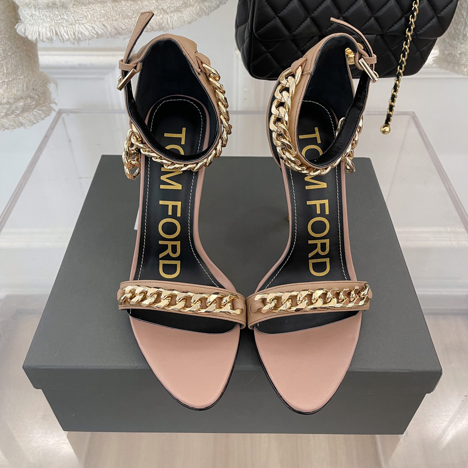 Tom Ford Chain-Trimmed Leather Sandals With Heel Height Of 10.5cm - EUR FASHION