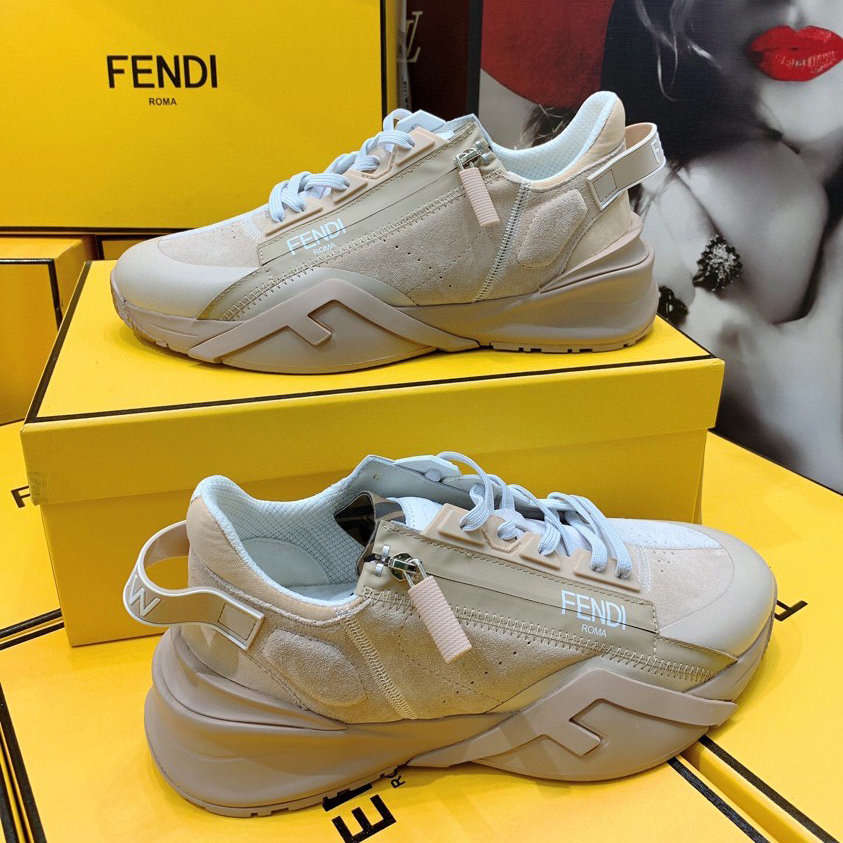 Fendi Flow Beige Suede Low-Tops Sneakers - EUR FASHION