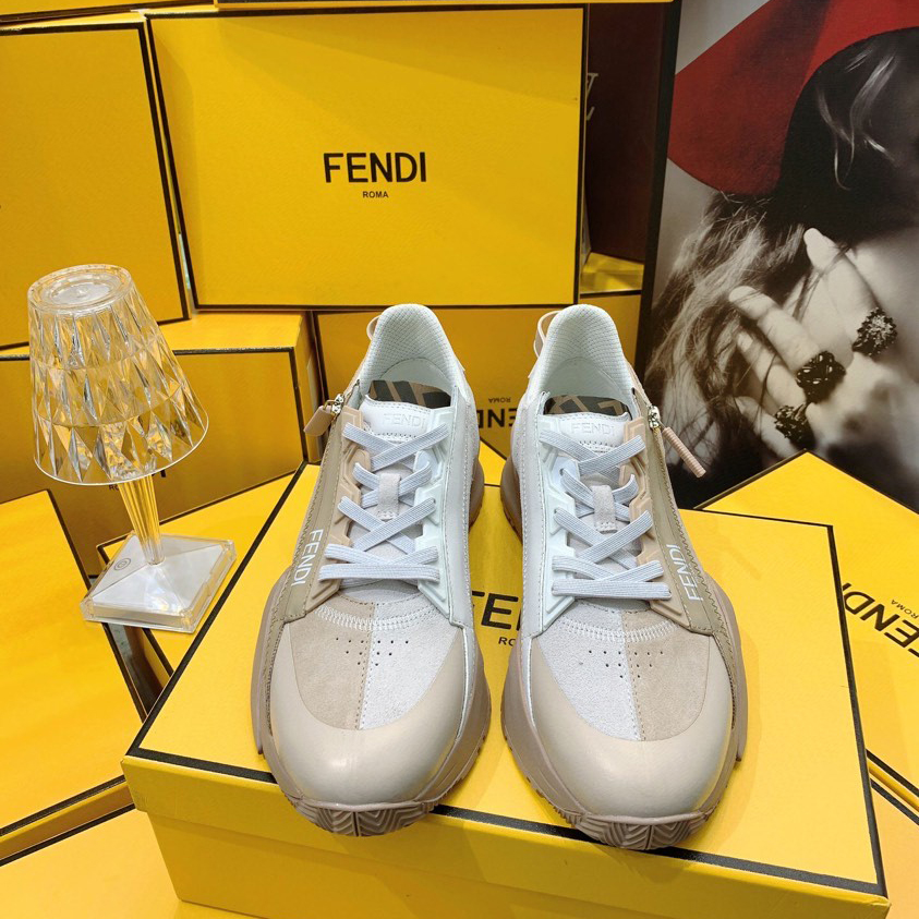 Fendi Flow Beige Suede Low-Tops Sneakers - EUR FASHION