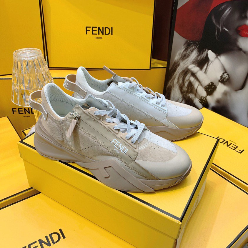 Fendi Flow Beige Suede Low-Tops Sneakers - EUR FASHION