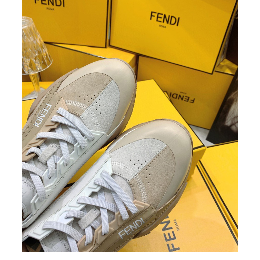 Fendi Flow Beige Suede Low-Tops Sneakers - EUR FASHION