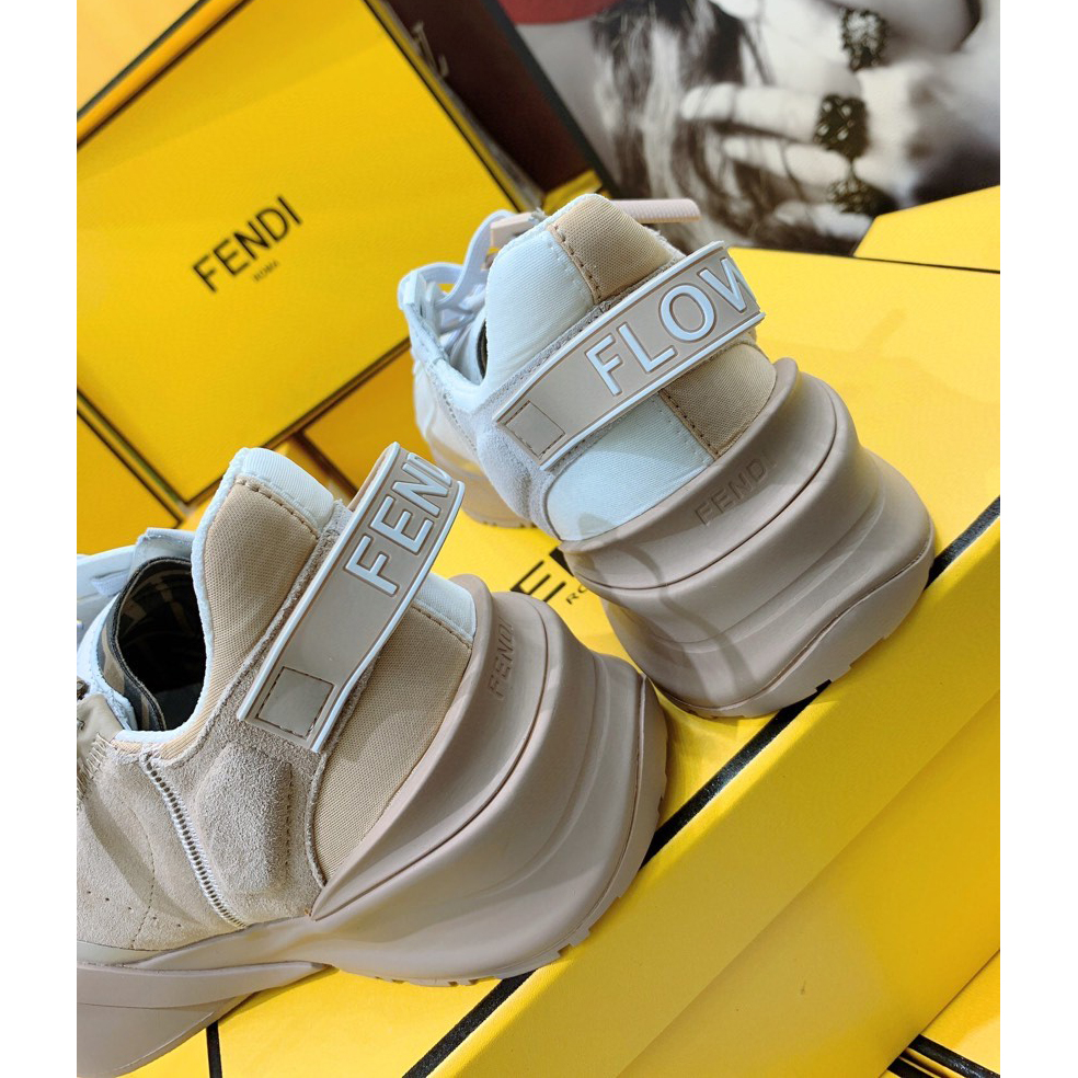 Fendi Flow Beige Suede Low-Tops Sneakers - EUR FASHION