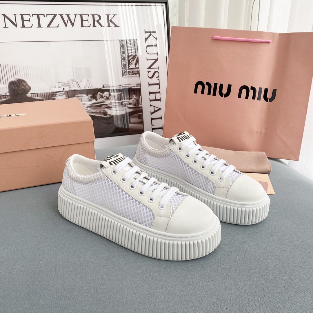 Miu Miu Mesh Flatform Sneakers - EUR FASHION