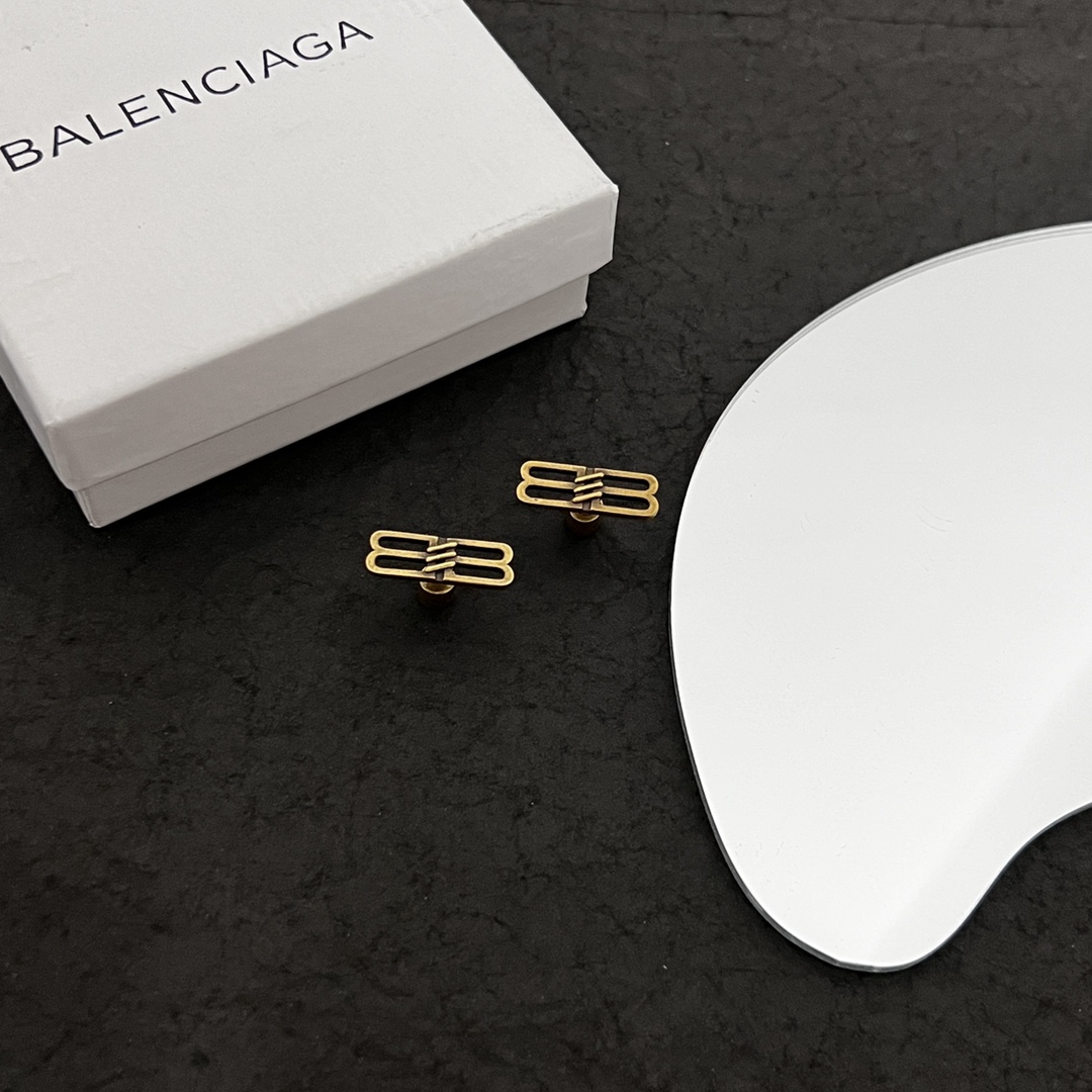 Balenciaga BB Icon Earrings In Aged-Gold Brass - EUR FASHION