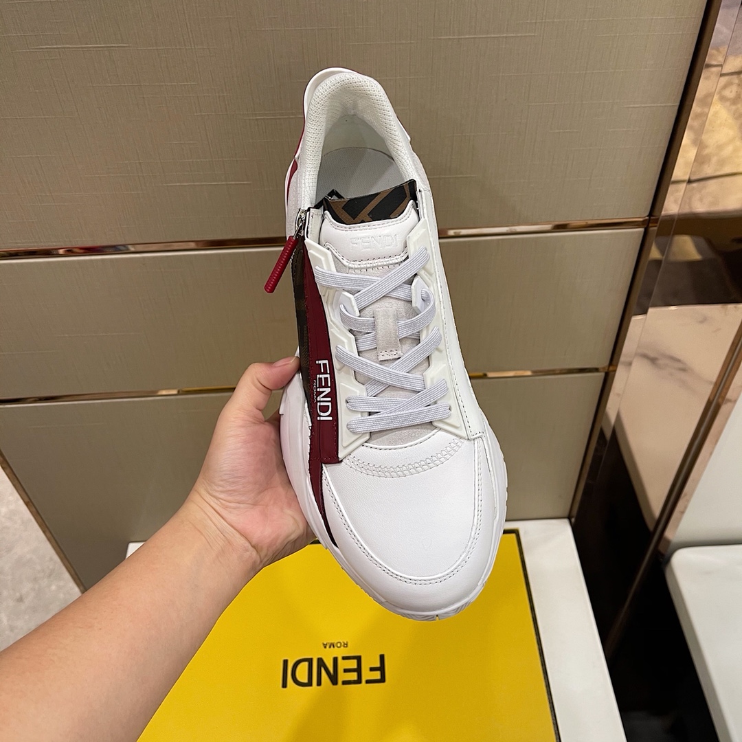 Fendi Flow White Leather Sneakers - EUR FASHION