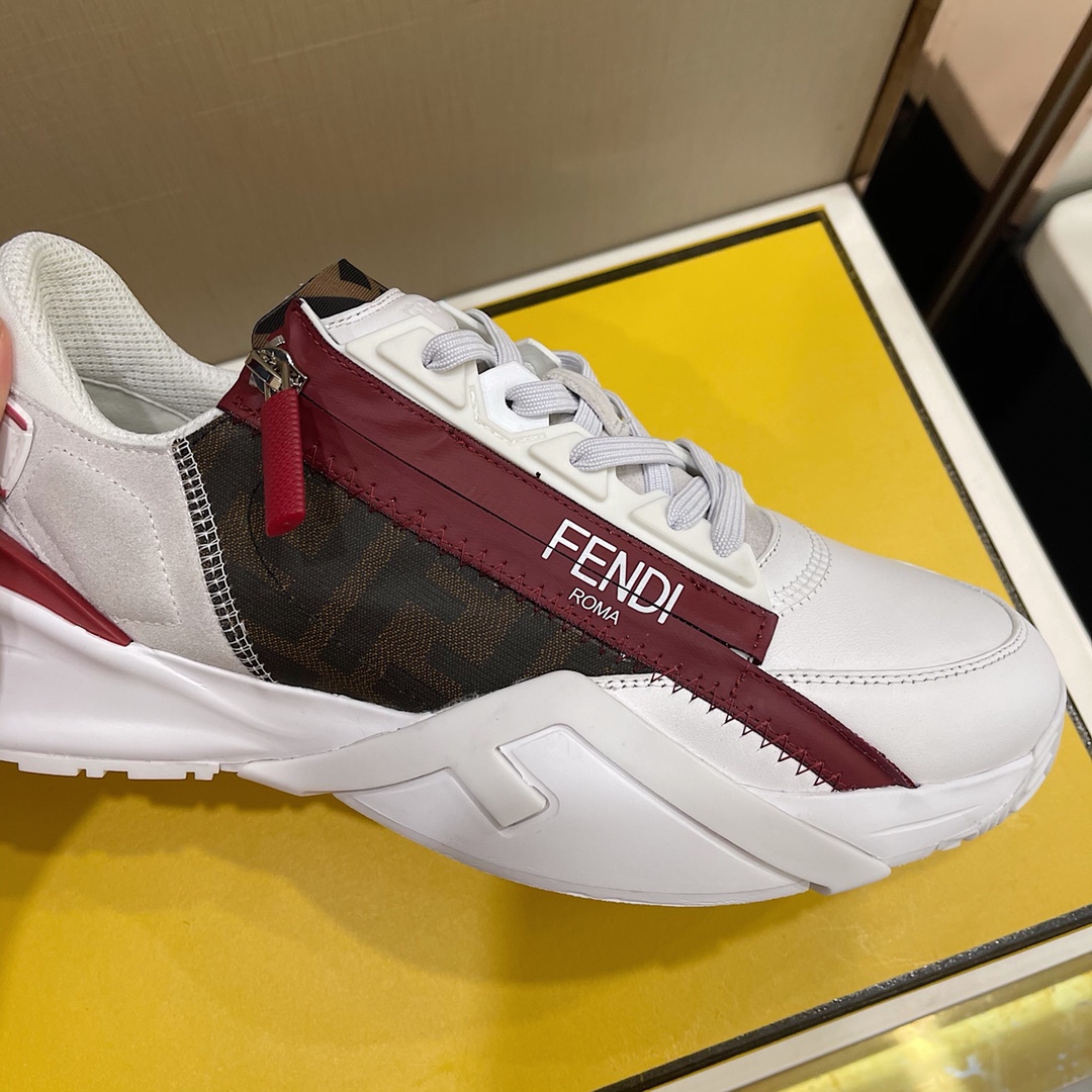 Fendi Flow White Leather Sneakers - EUR FASHION