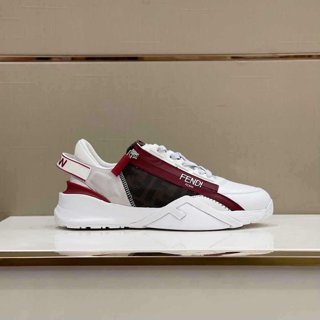 Fendi Flow White Leather Sneakers - EUR FASHION