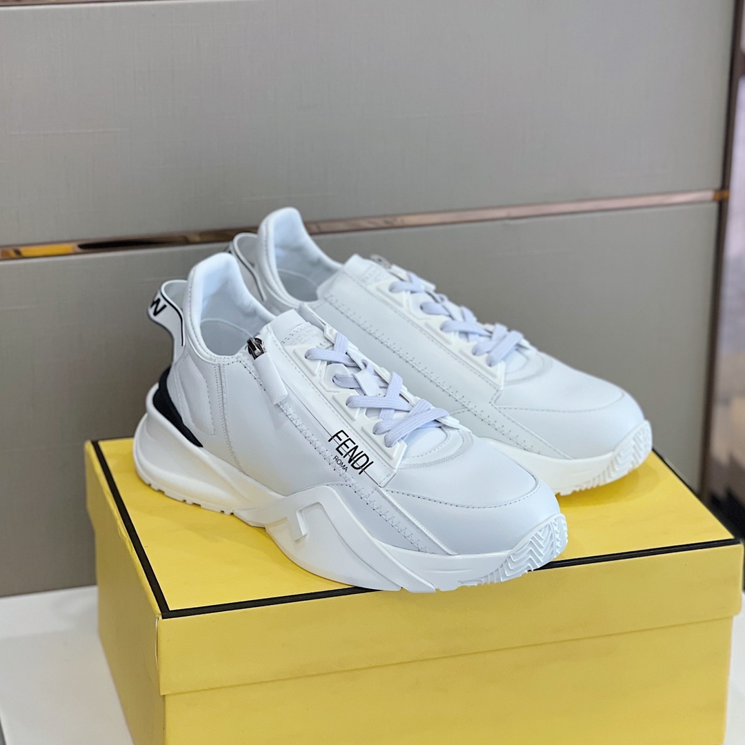 Fendi Flow White Leather Low-Tops Sneakers - EUR FASHION