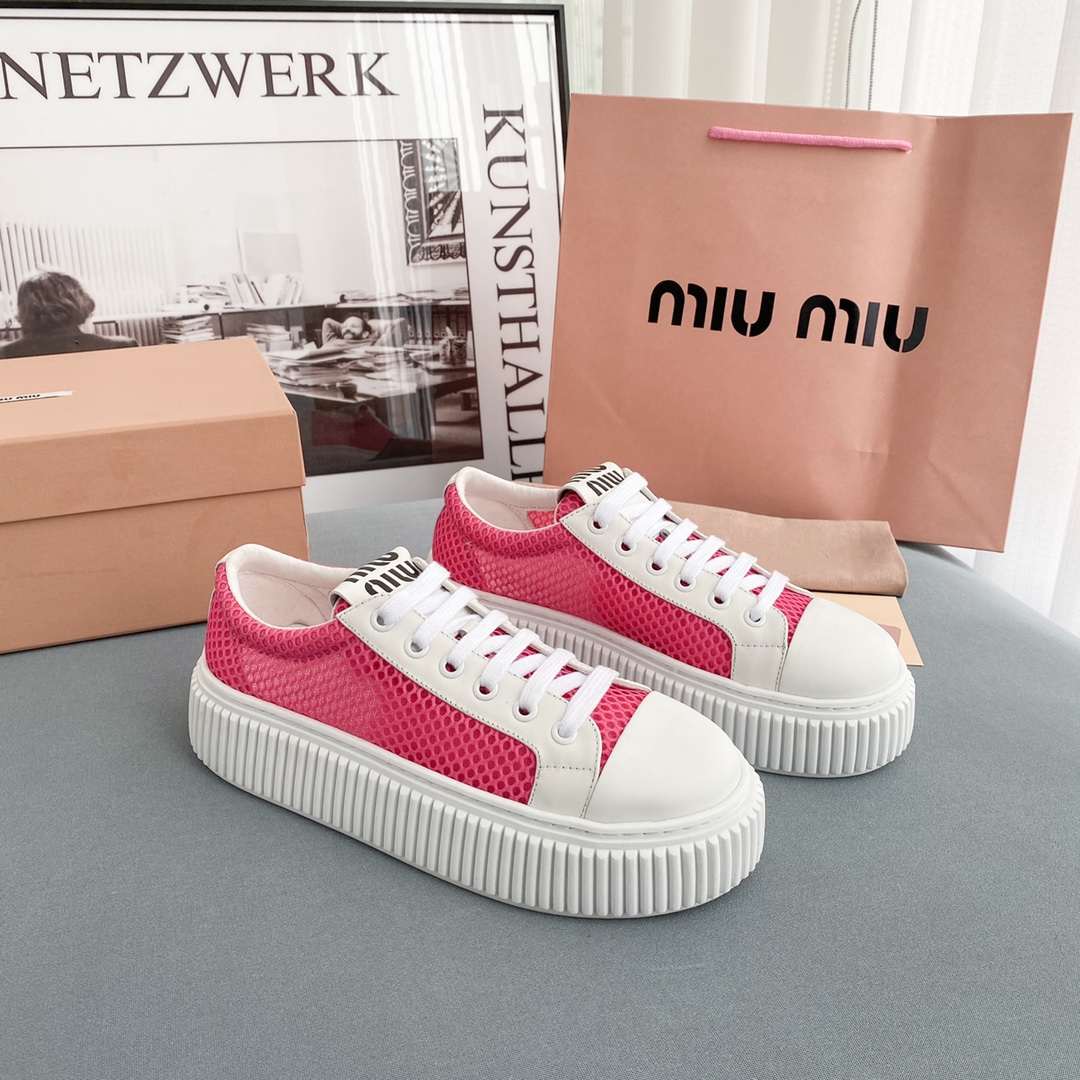 Miu Miu Mesh Flatform Sneakers - EUR FASHION