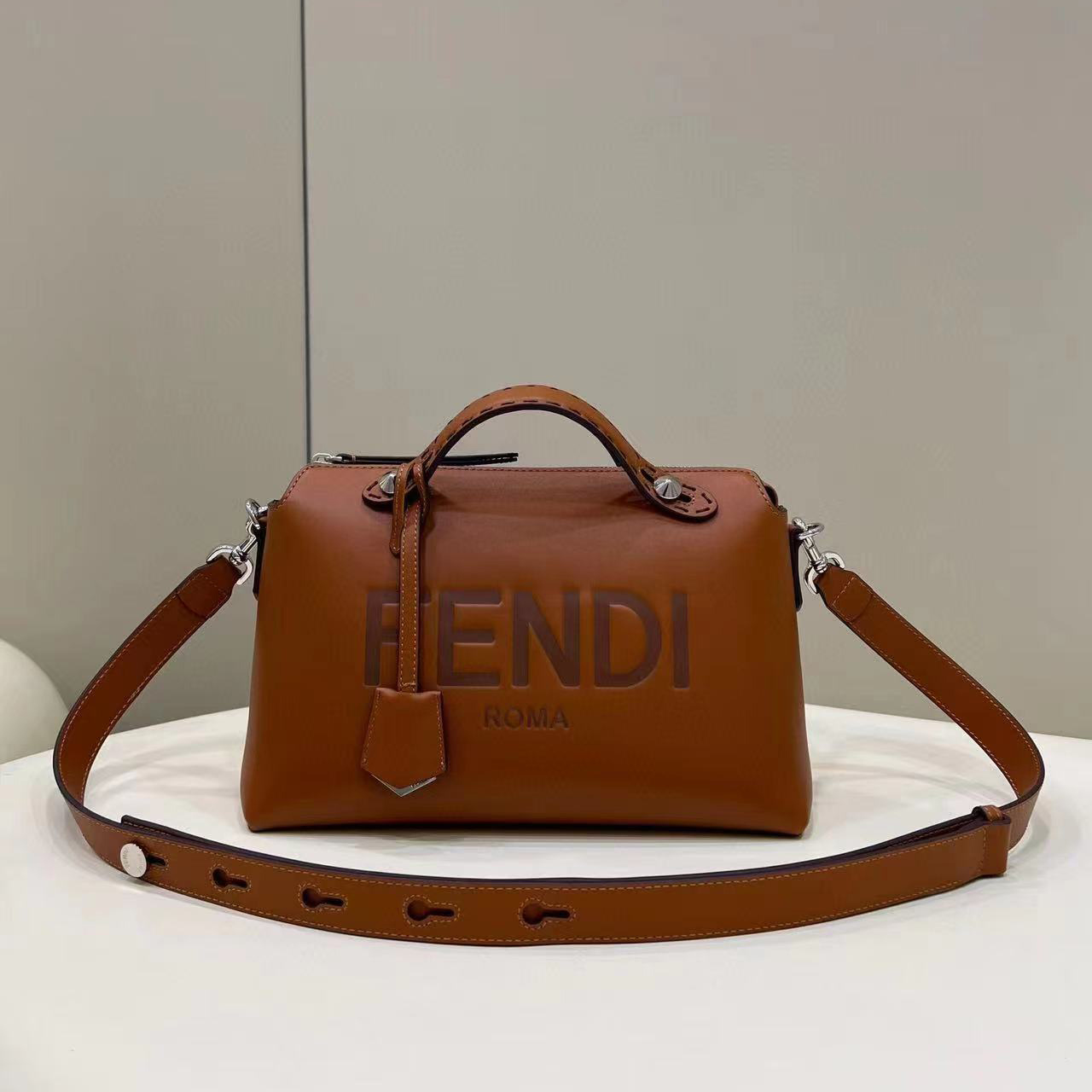 Fendi By The Way Medium Brown Leather Boston Bag(28-20-11CM) - EUR FASHION