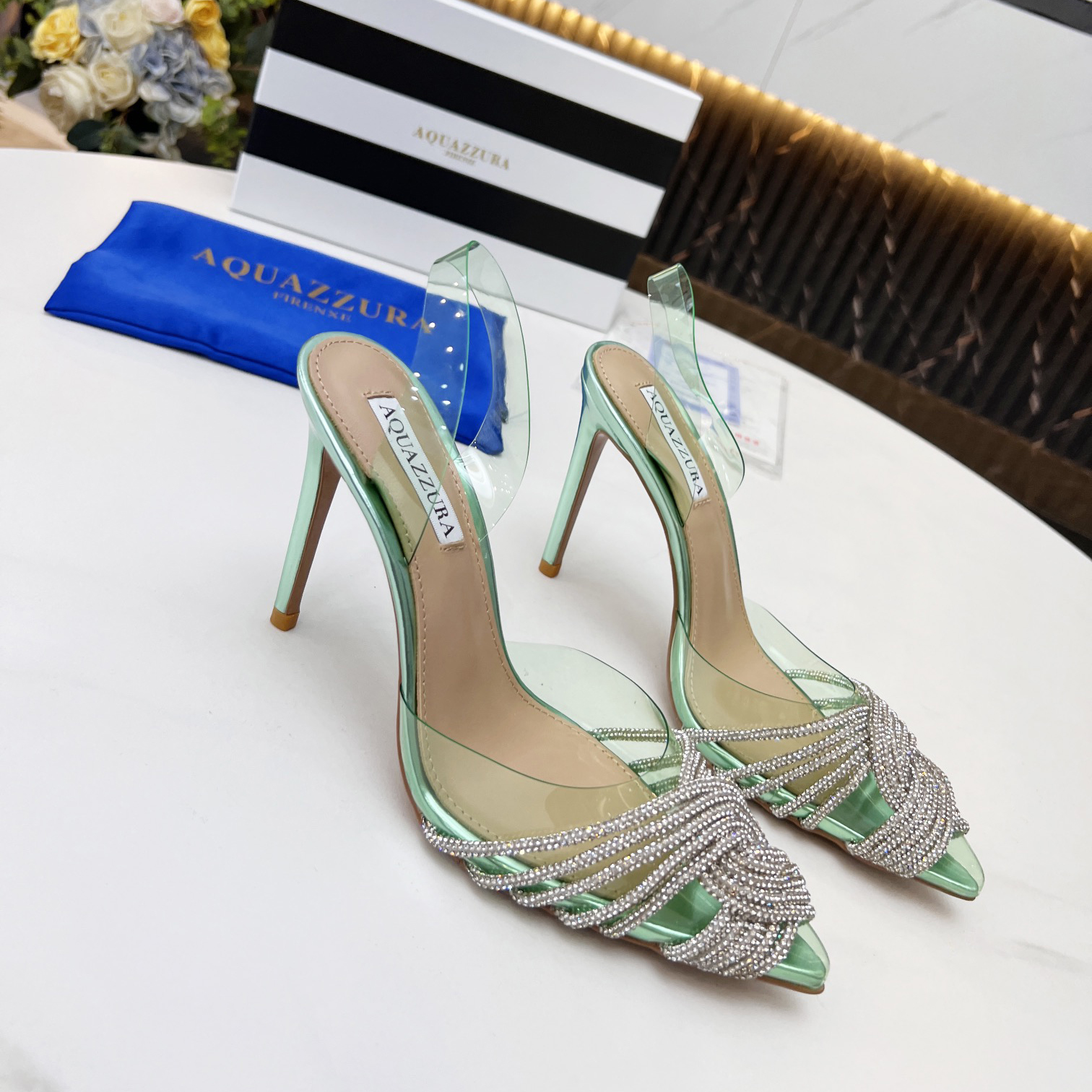 Aquazzura Gatsby Sling Satin 105 - EUR FASHION