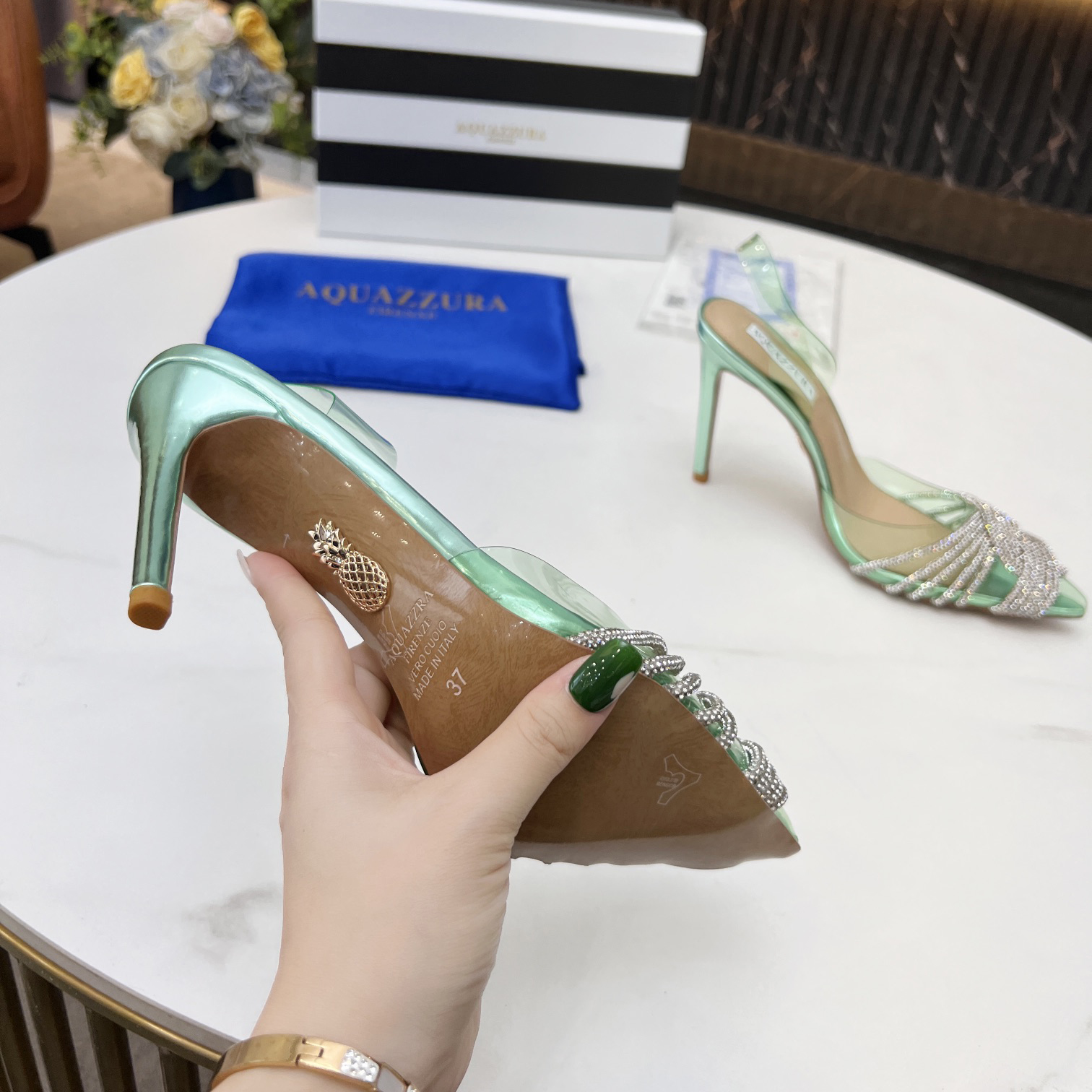 Aquazzura Gatsby Sling Satin 105 - EUR FASHION