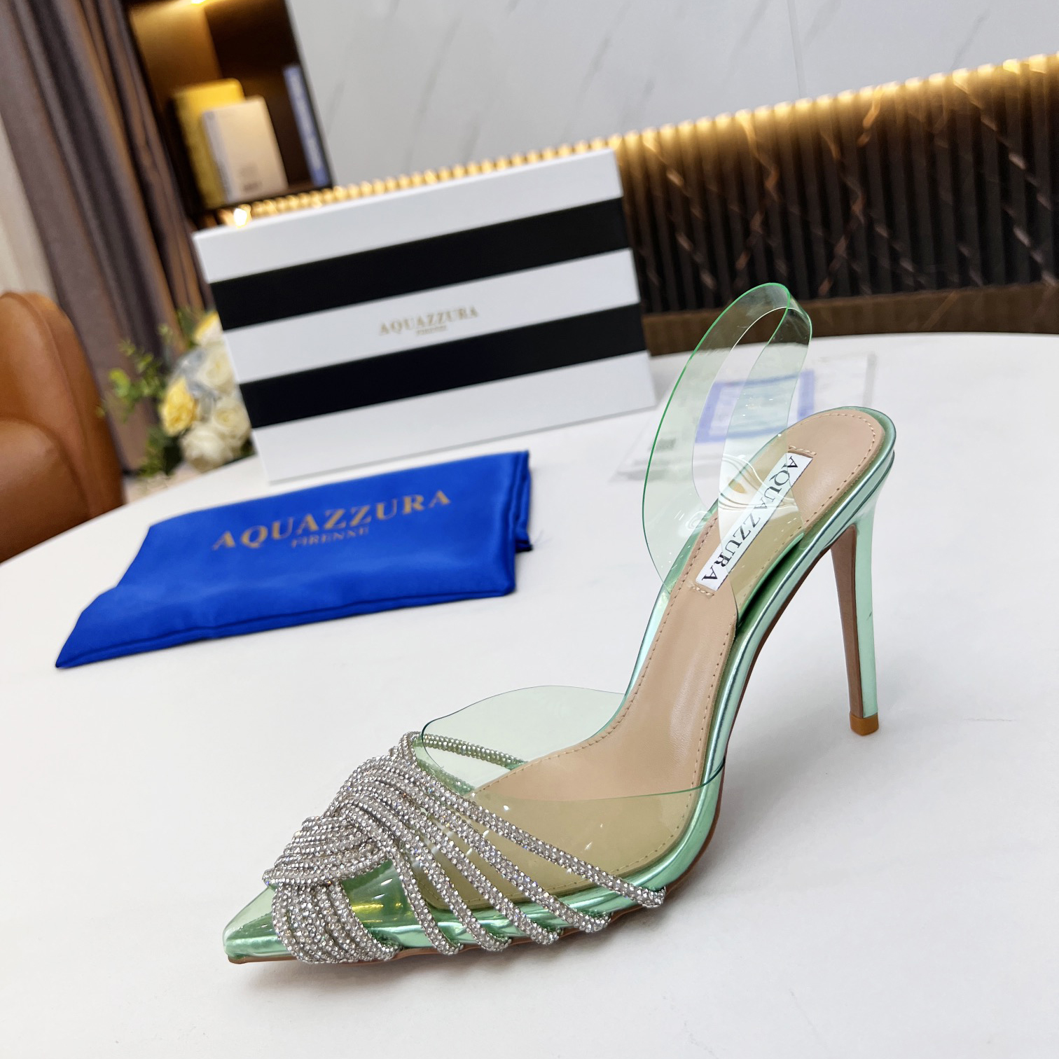 Aquazzura Gatsby Sling Satin 105 - EUR FASHION