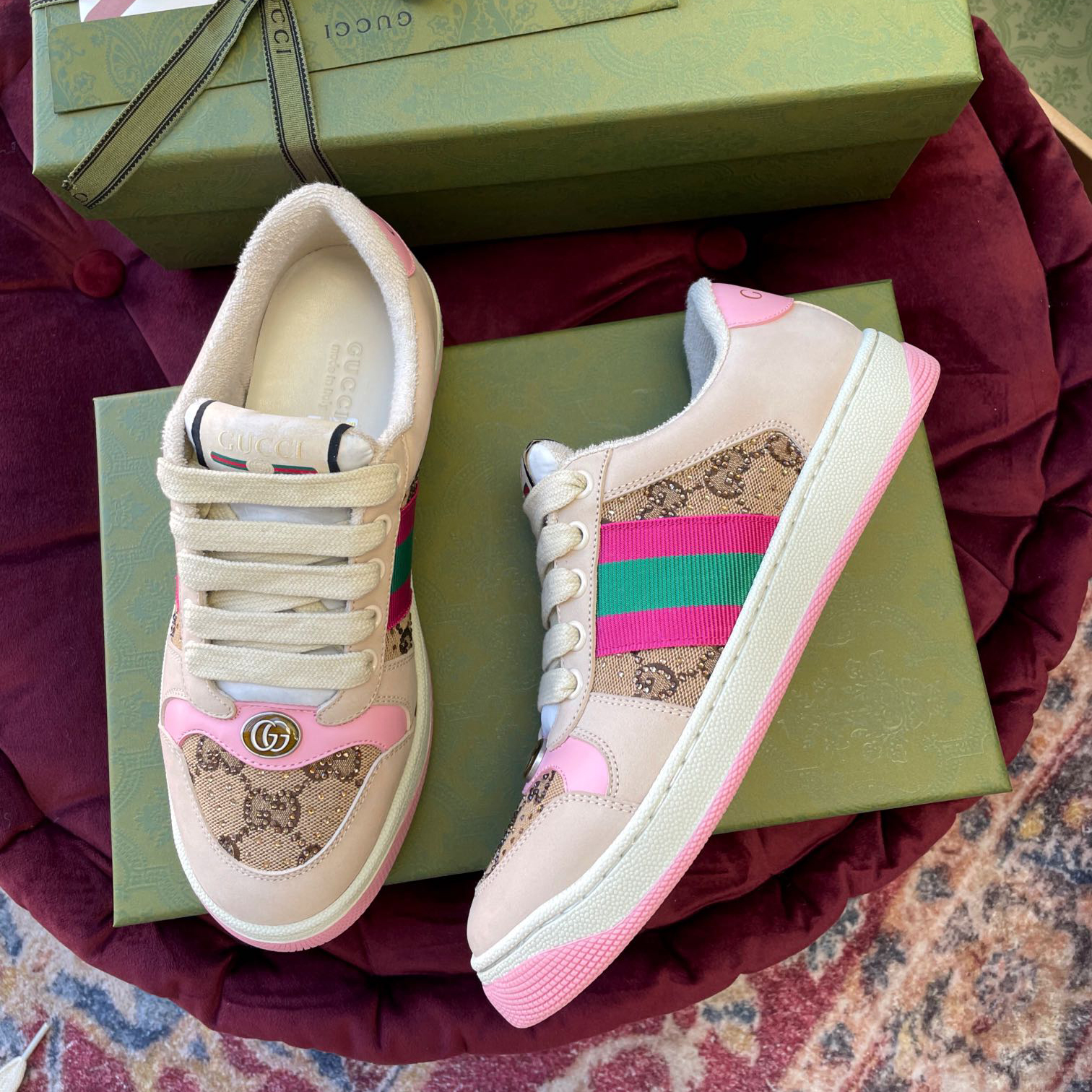 Gucci Women's Screener Sneaker With Crystals - EUR FASHION