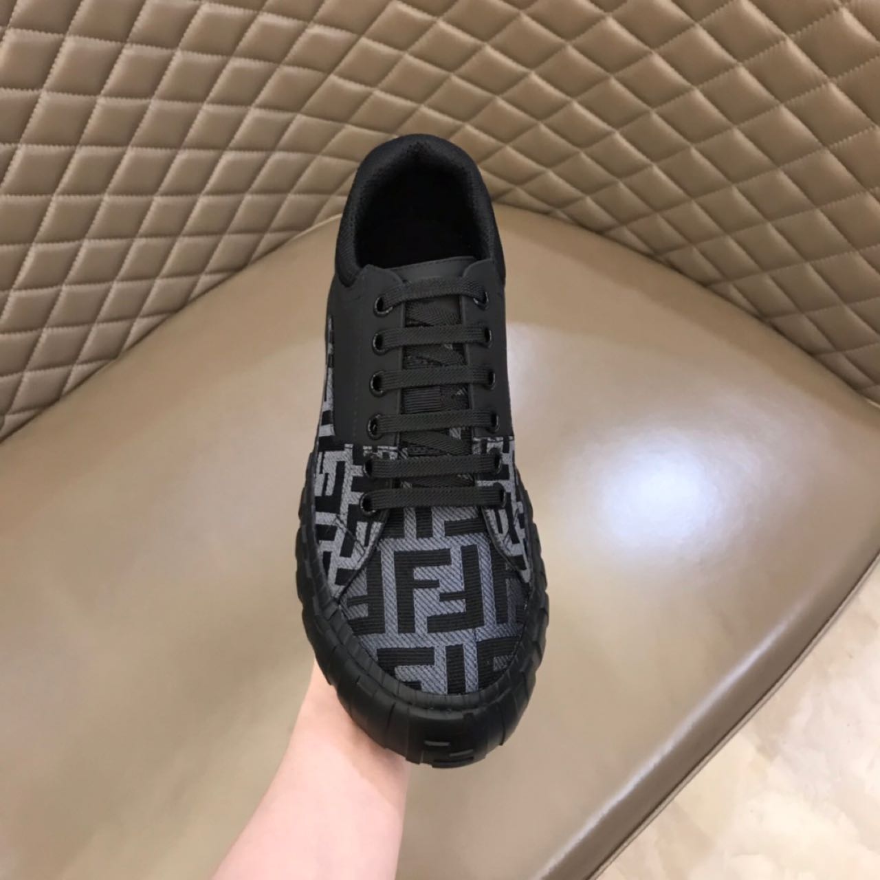 Fendi Force Black fabric low-Tops Sneakers - EUR FASHION