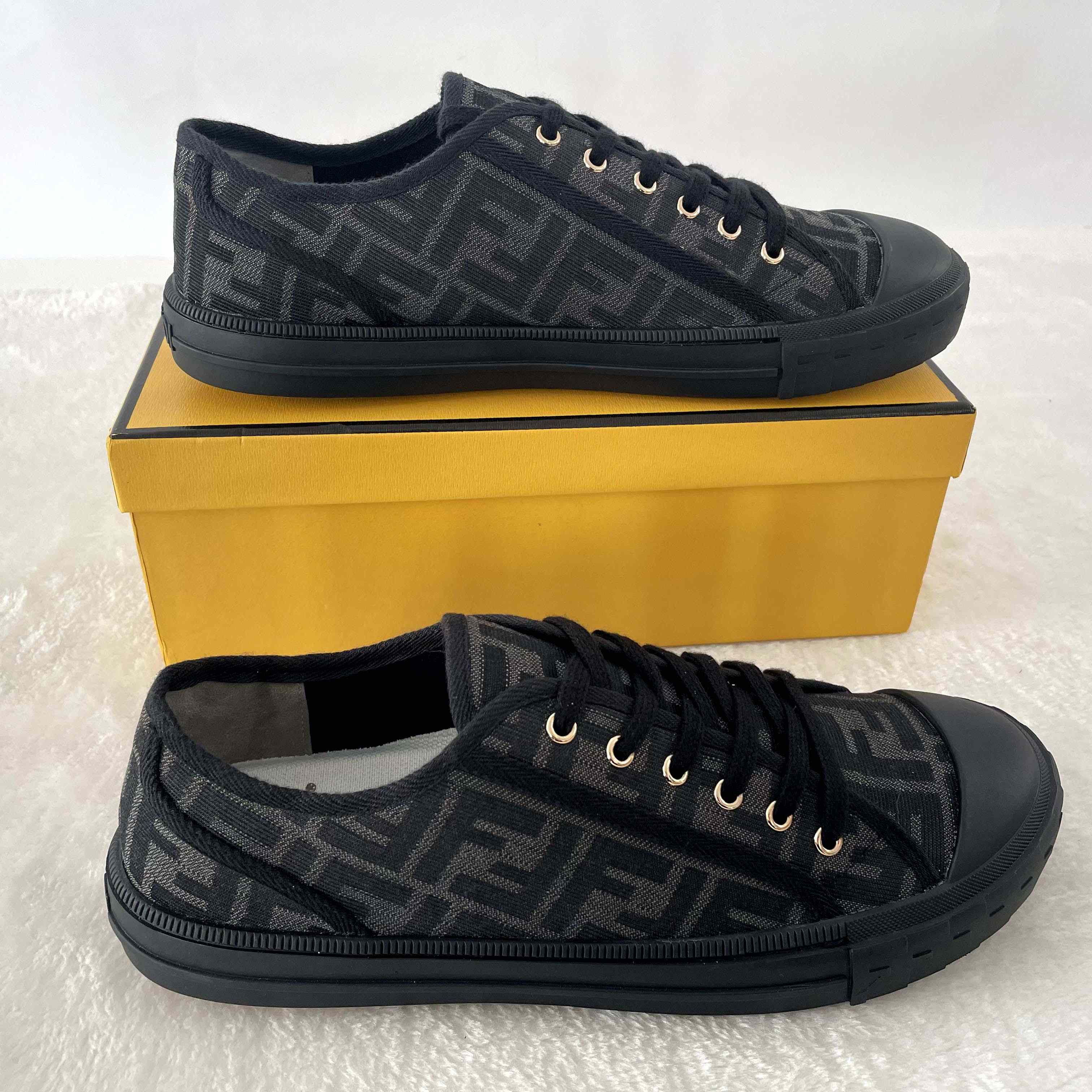 Fendi Domino Black Fabric Low-Tops Sneakers - EUR FASHION