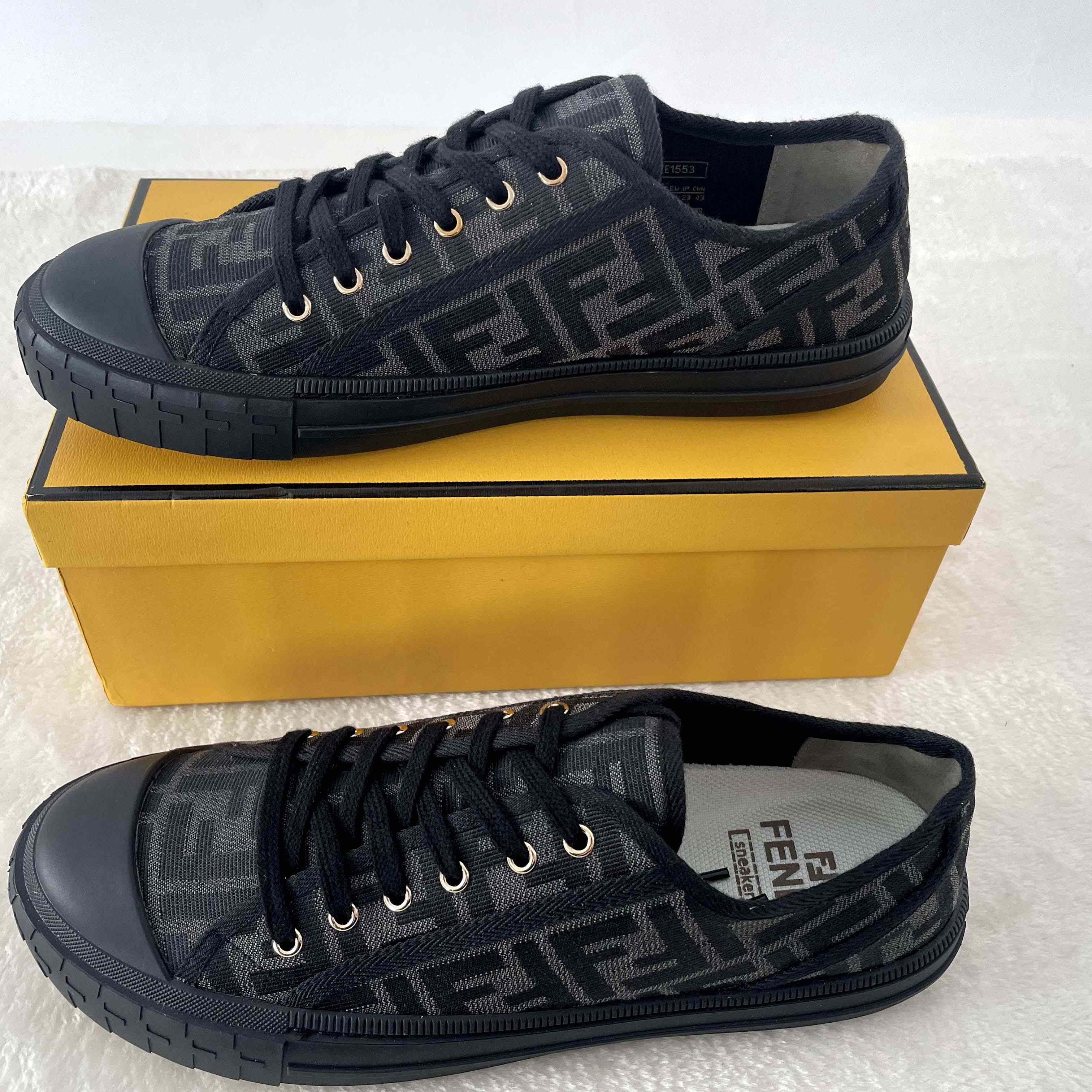 Fendi Domino Black Fabric Low-Tops Sneakers - EUR FASHION