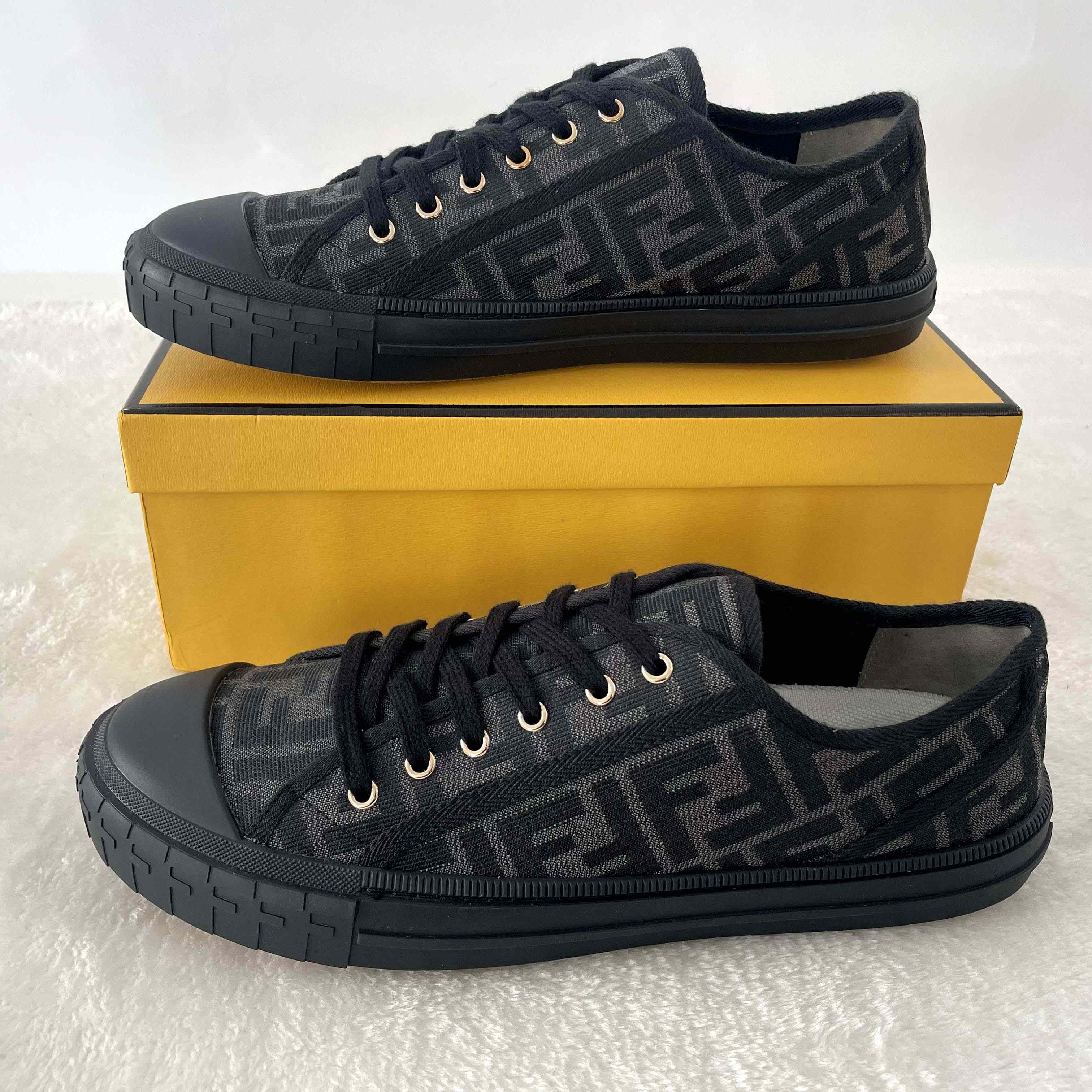 Fendi Domino Black Fabric Low-Tops Sneakers - EUR FASHION