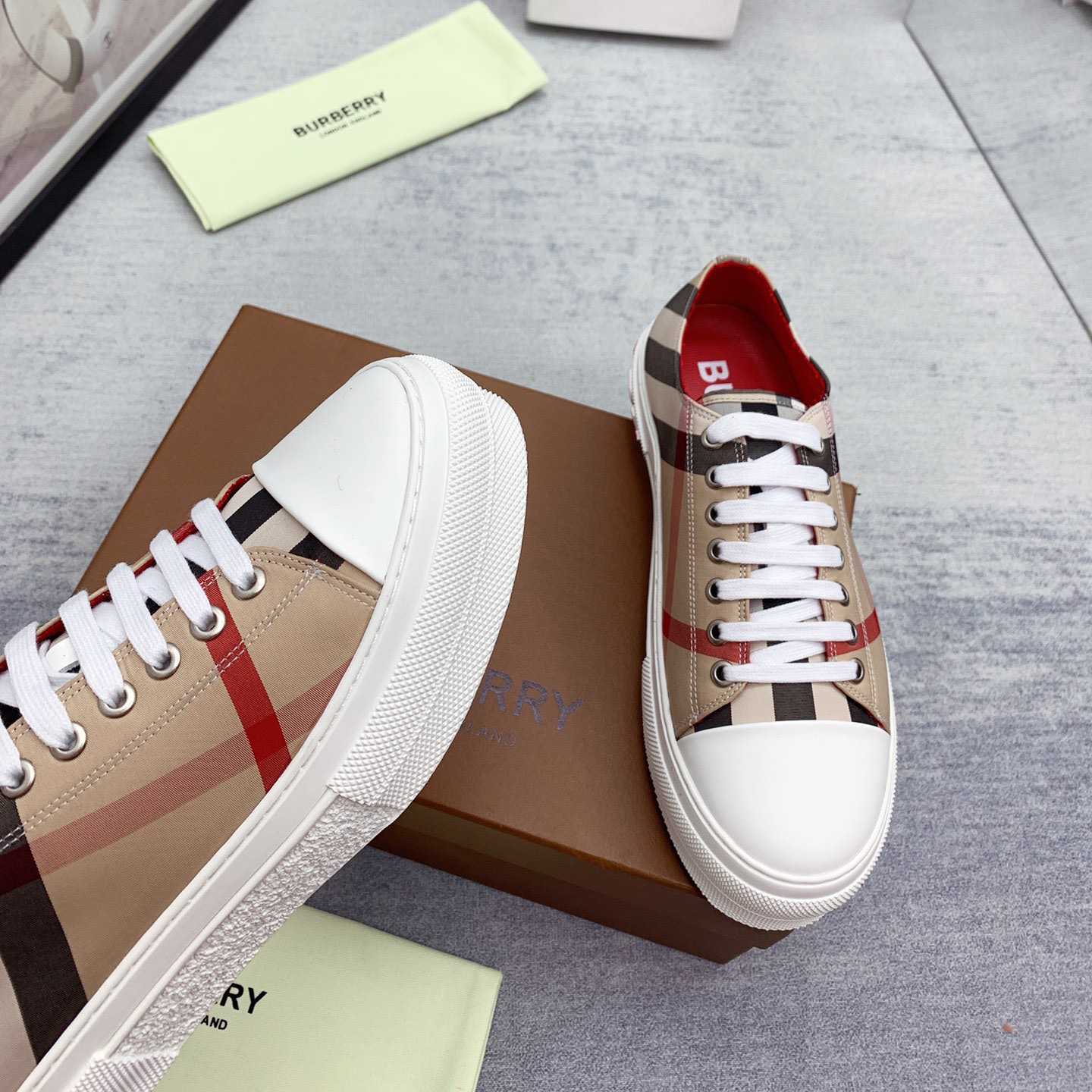 Burberry Check Cotton Sneakers - EUR FASHION