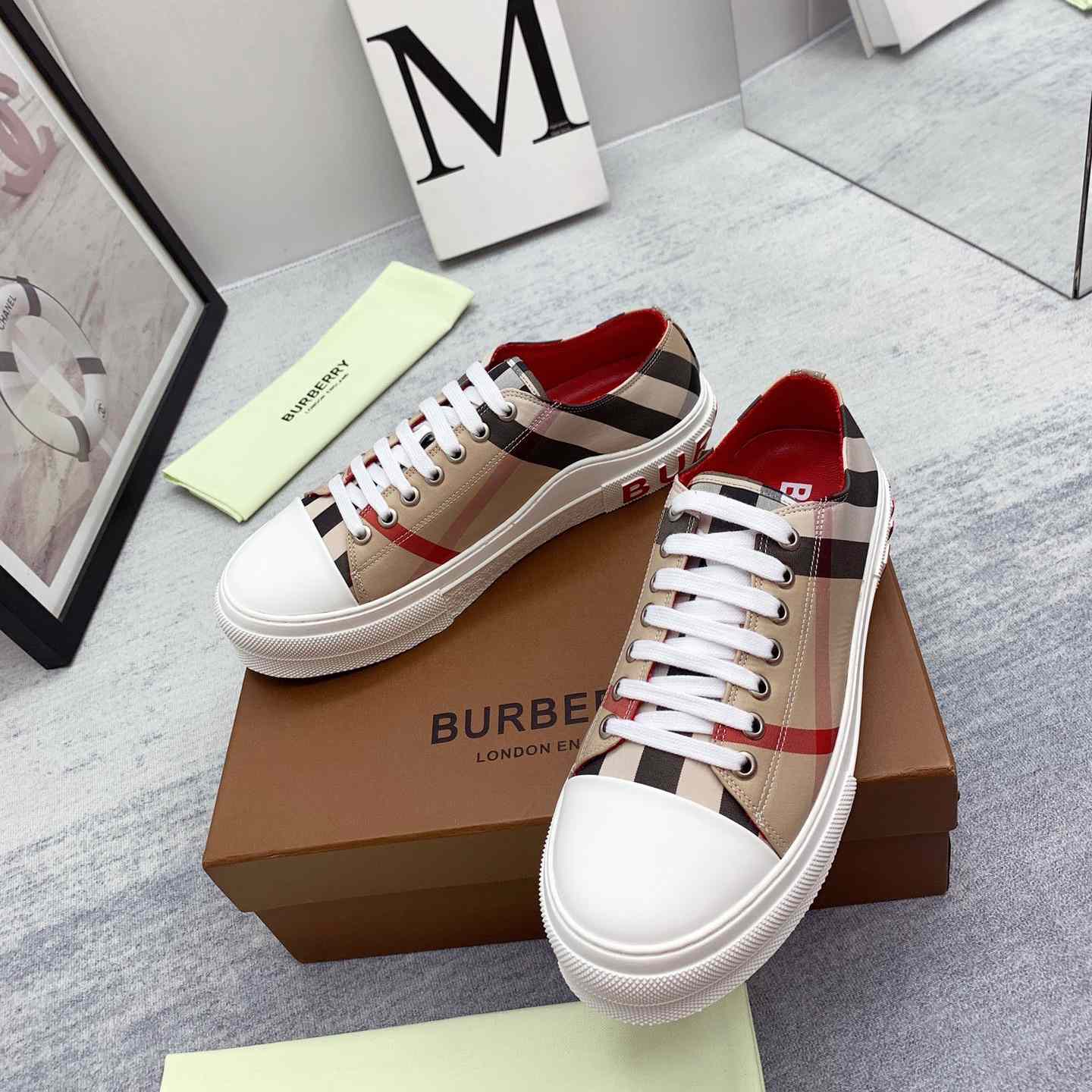 Burberry Check Cotton Sneakers - EUR FASHION