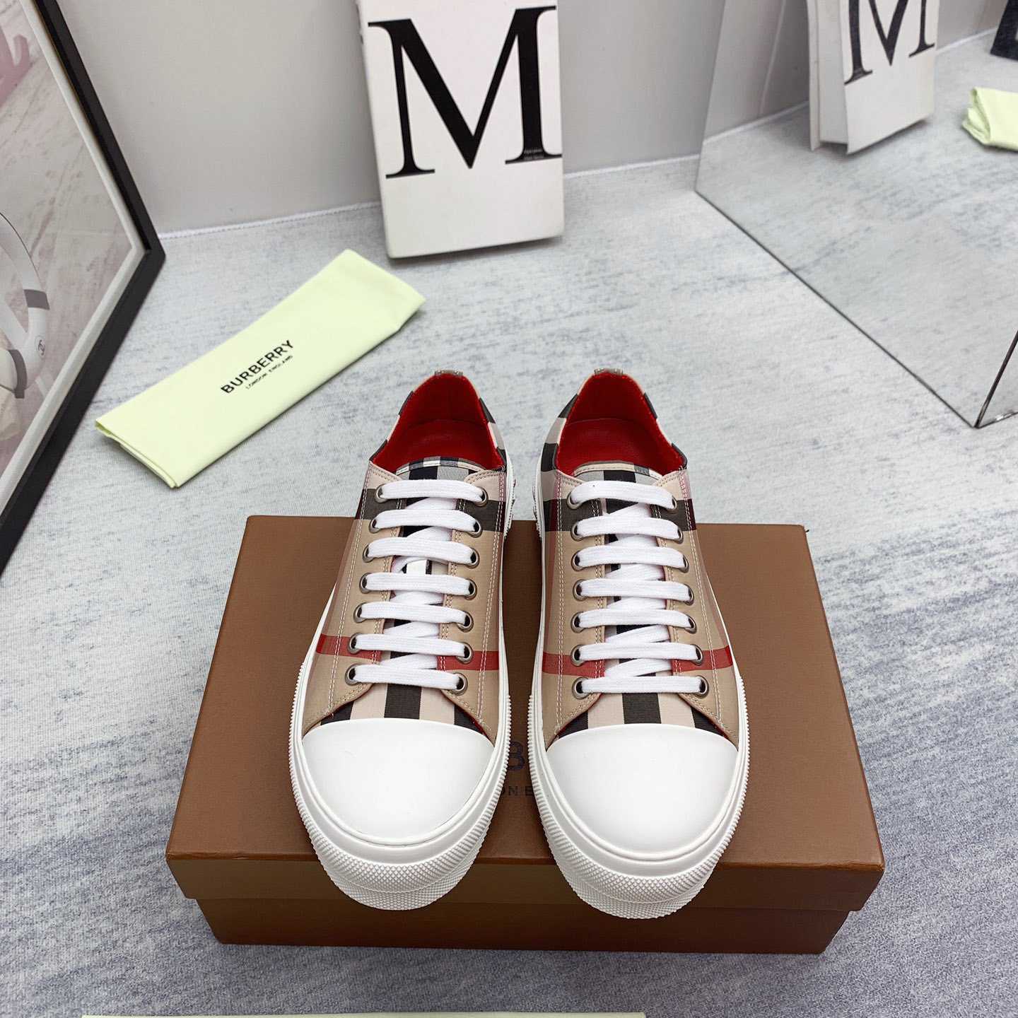 Burberry Check Cotton Sneakers - EUR FASHION