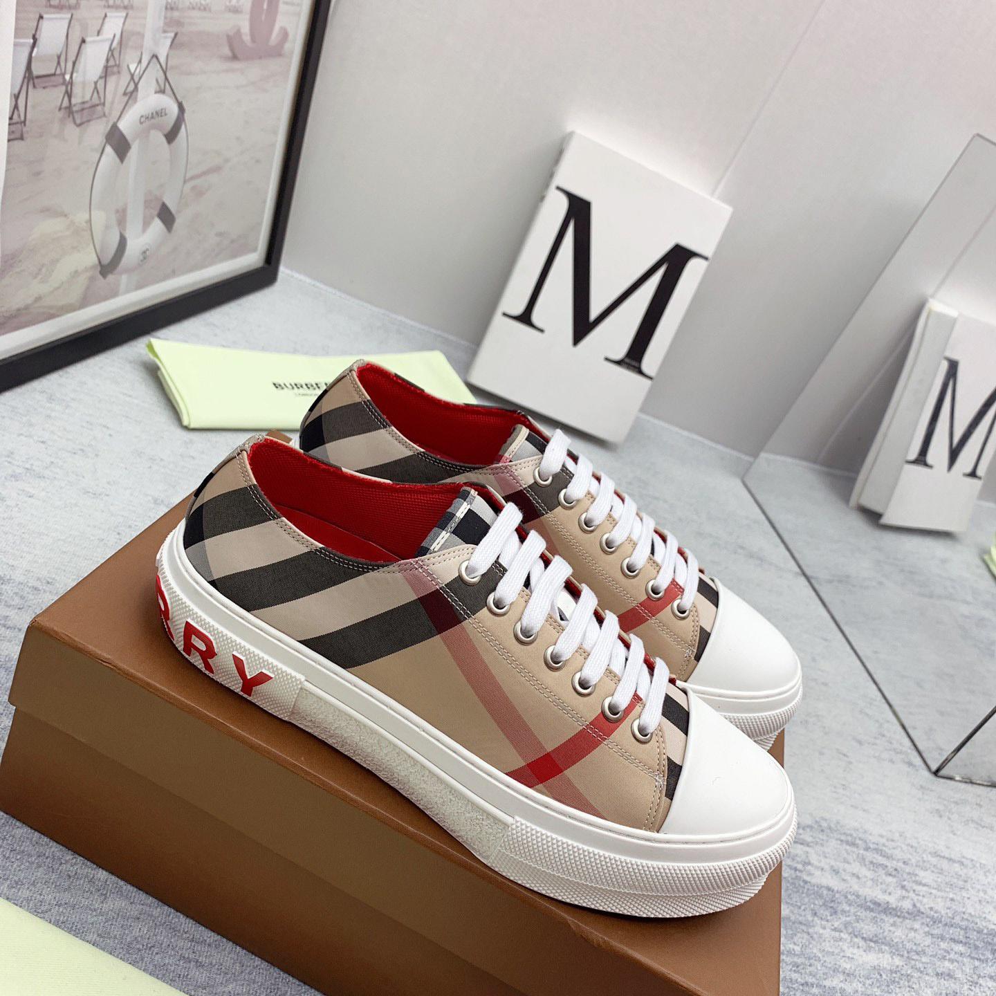 Burberry Check Cotton Sneakers - EUR FASHION