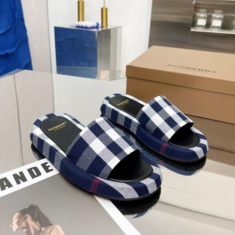 Burberry Check Cotton Slides - EUR FASHION