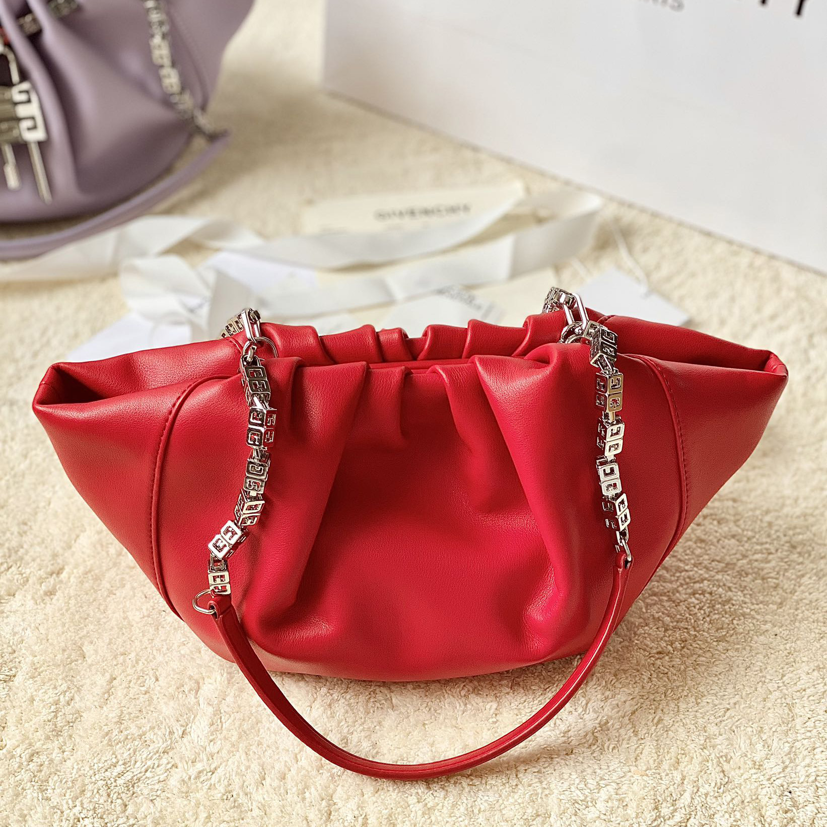 Givenchy Small Kenny Bag In Smooth Leather - Red(32-22-17cm) - EUR FASHION