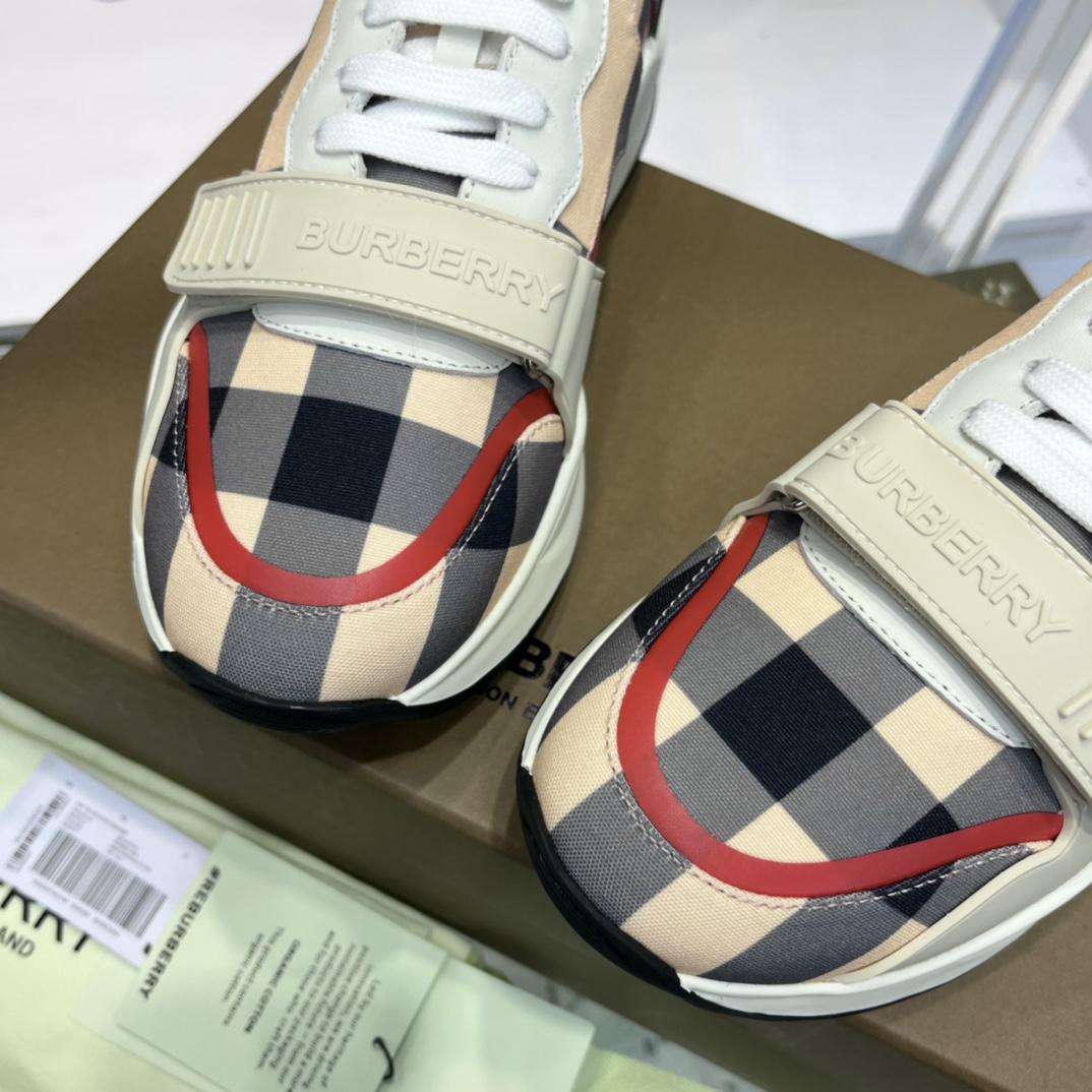 Burberry Check Nylon And Leather Sneakers - EUR FASHION