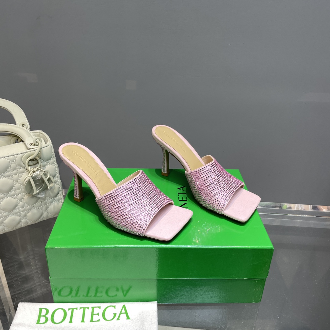 Bottega Veneta Stretch Strass-Embellished Silk Mules - EUR FASHION