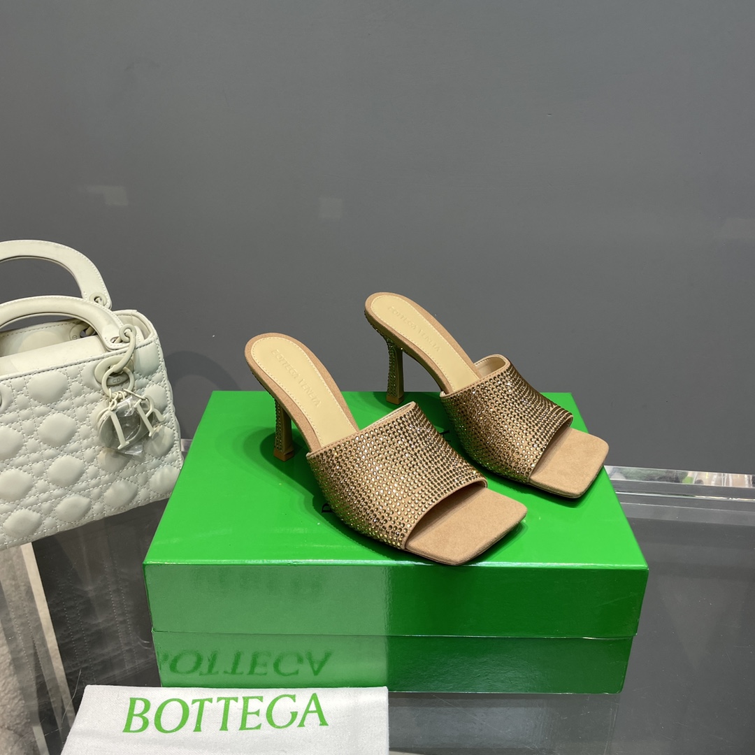 Bottega Veneta Stretch Strass-Embellished Silk Mules - EUR FASHION