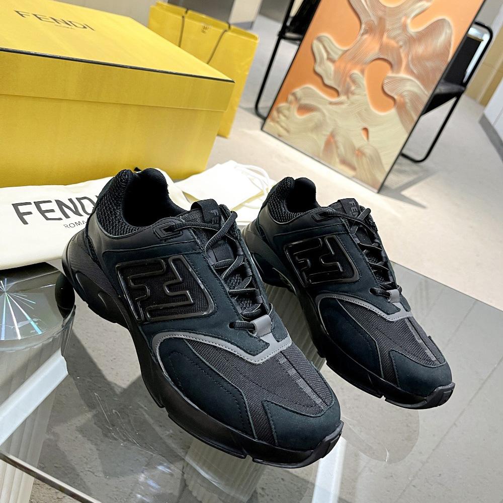 Fendi Faster Trainers Black Nubuck Leather Low-Tops Sneakers - EUR FASHION