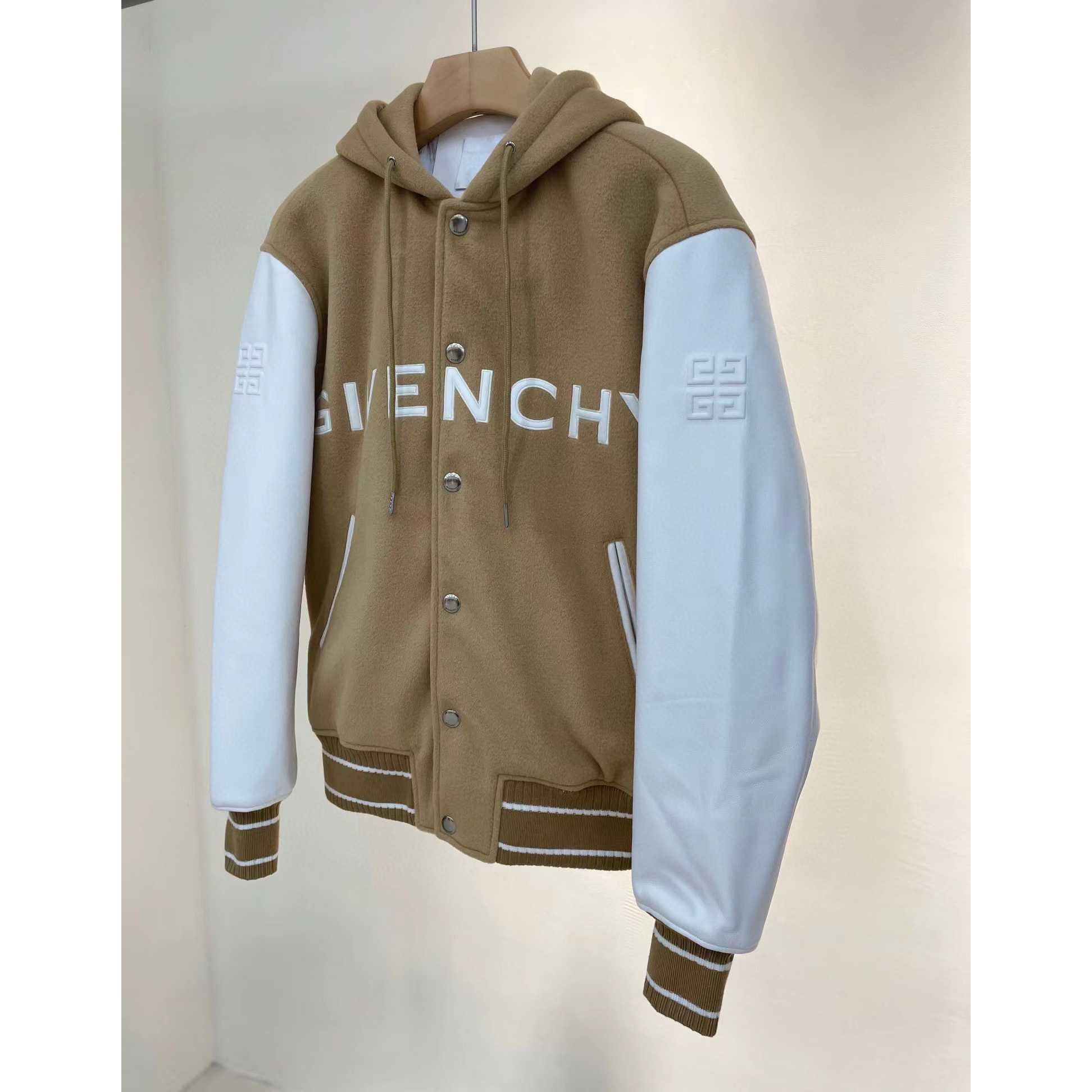 Givenchy New Hooded Bomber Jacket In Wool And Givenchy Leather - EUR FASHION