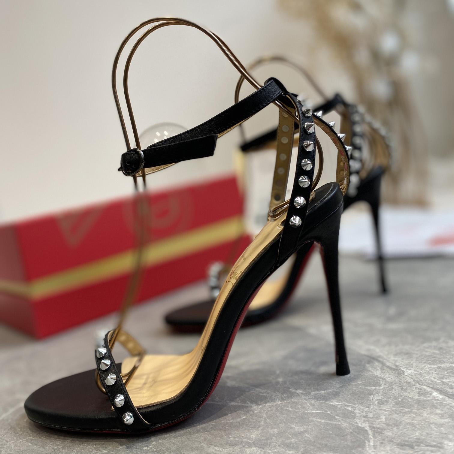 Christian Louboutin So Me Spike 70 Leather Sandals - EUR FASHION